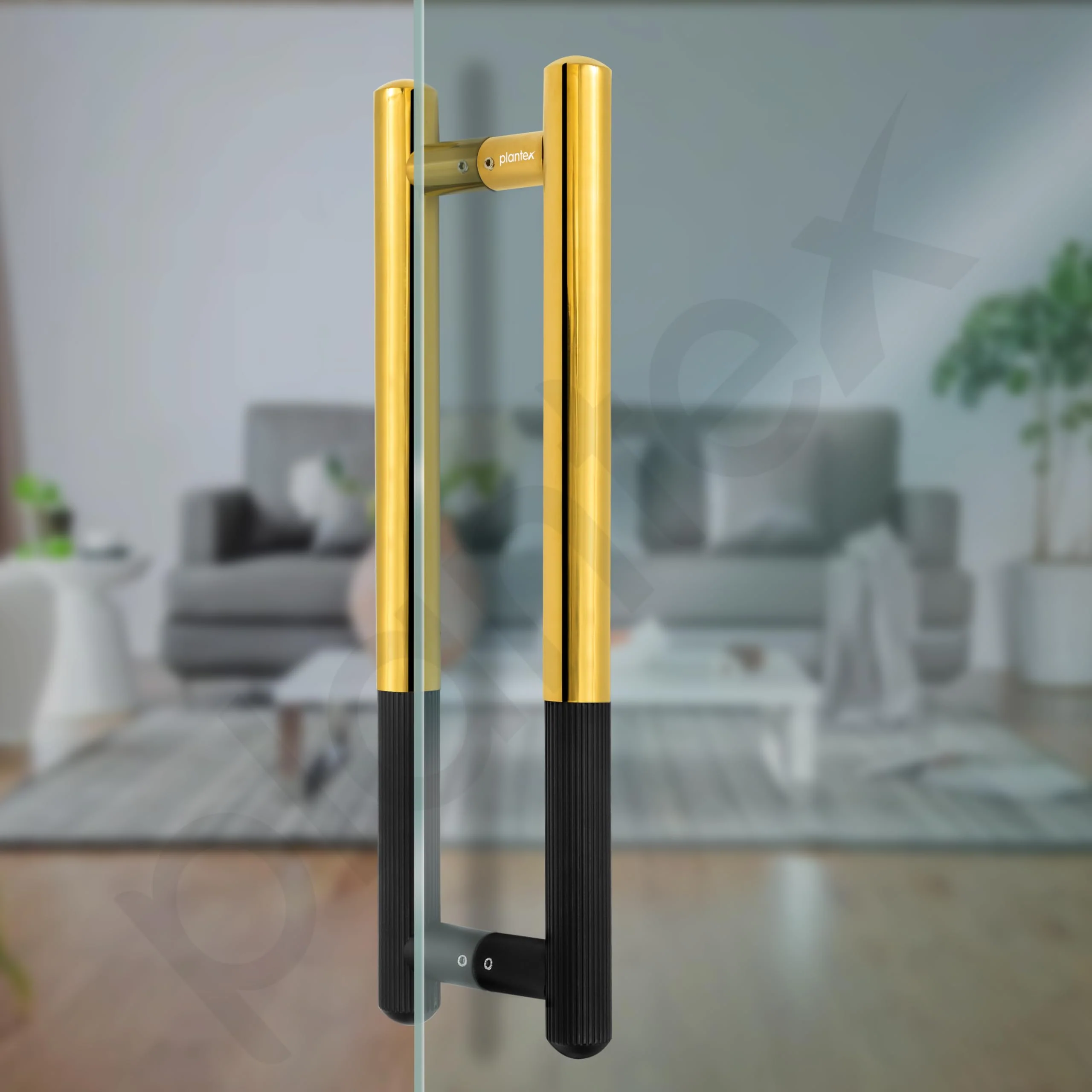 Plantex 14 Inch Main Door Handle, Stainless Steel & Aluminium, Pull-Push, Black & Gold - Image 6