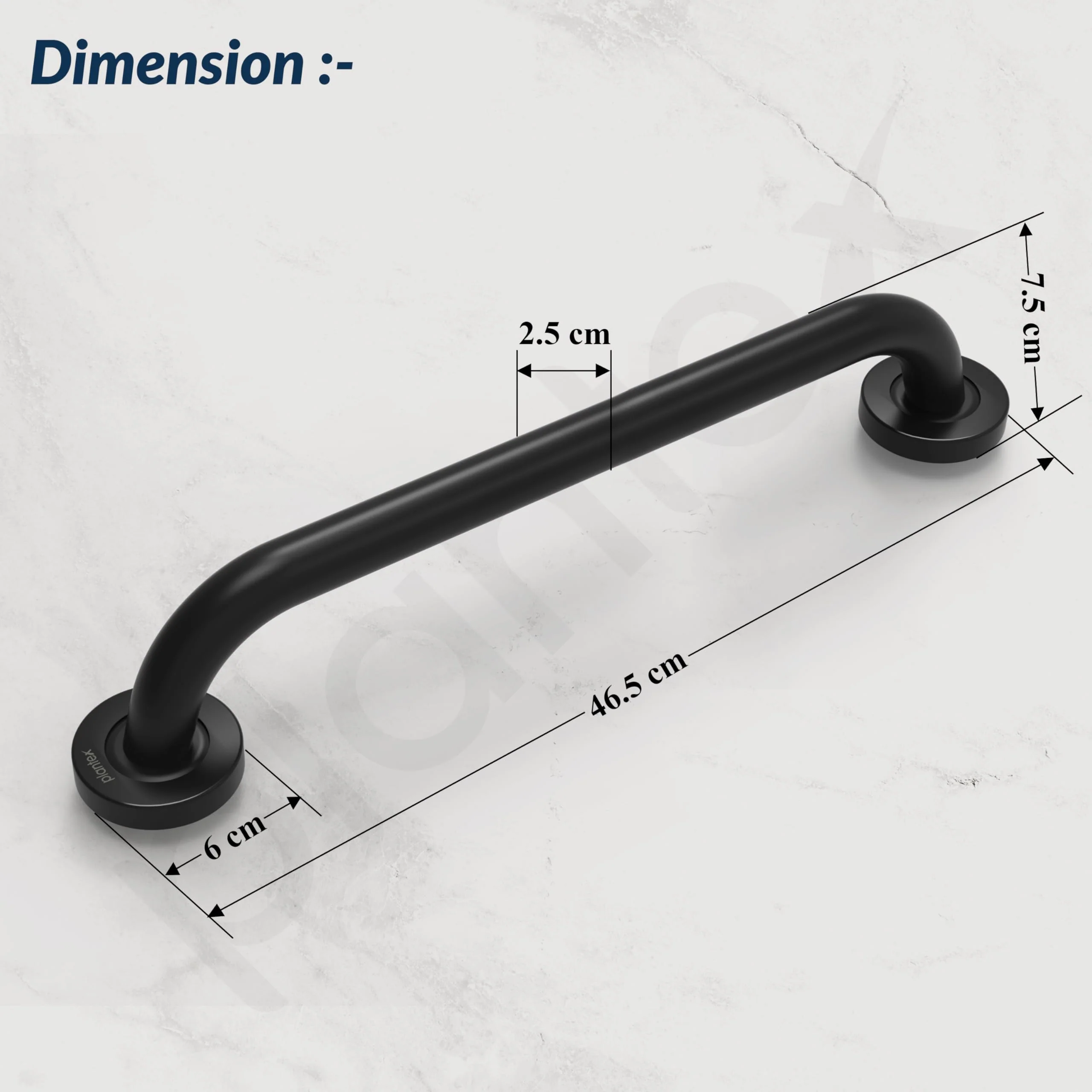 Plantex 18 Inch Stainless Steel Grab Bar for Toilet/Safety Support for Senior Citizens/Secure Bathroom Handrail/Bathroom Accessories (Black) - Image 4