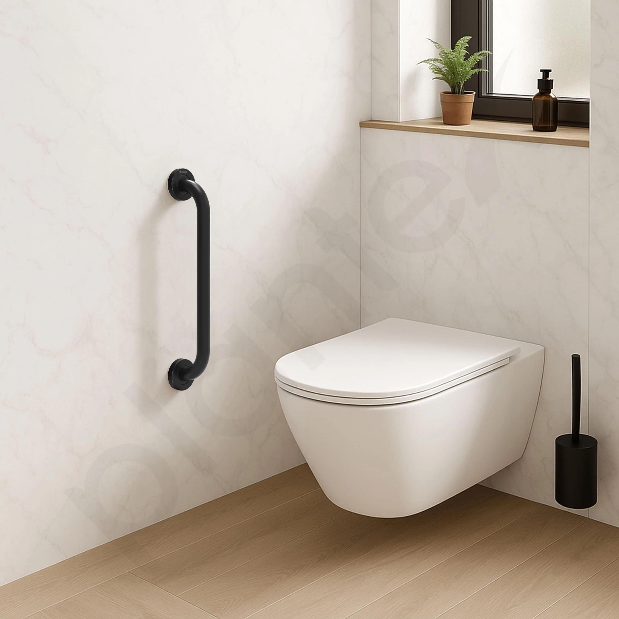 Plantex 18 Inch Stainless Steel Grab Bar for Toilet/Safety Support for Senior Citizens/Secure Bathroom Handrail/Bathroom Accessories (Black) - Image 7