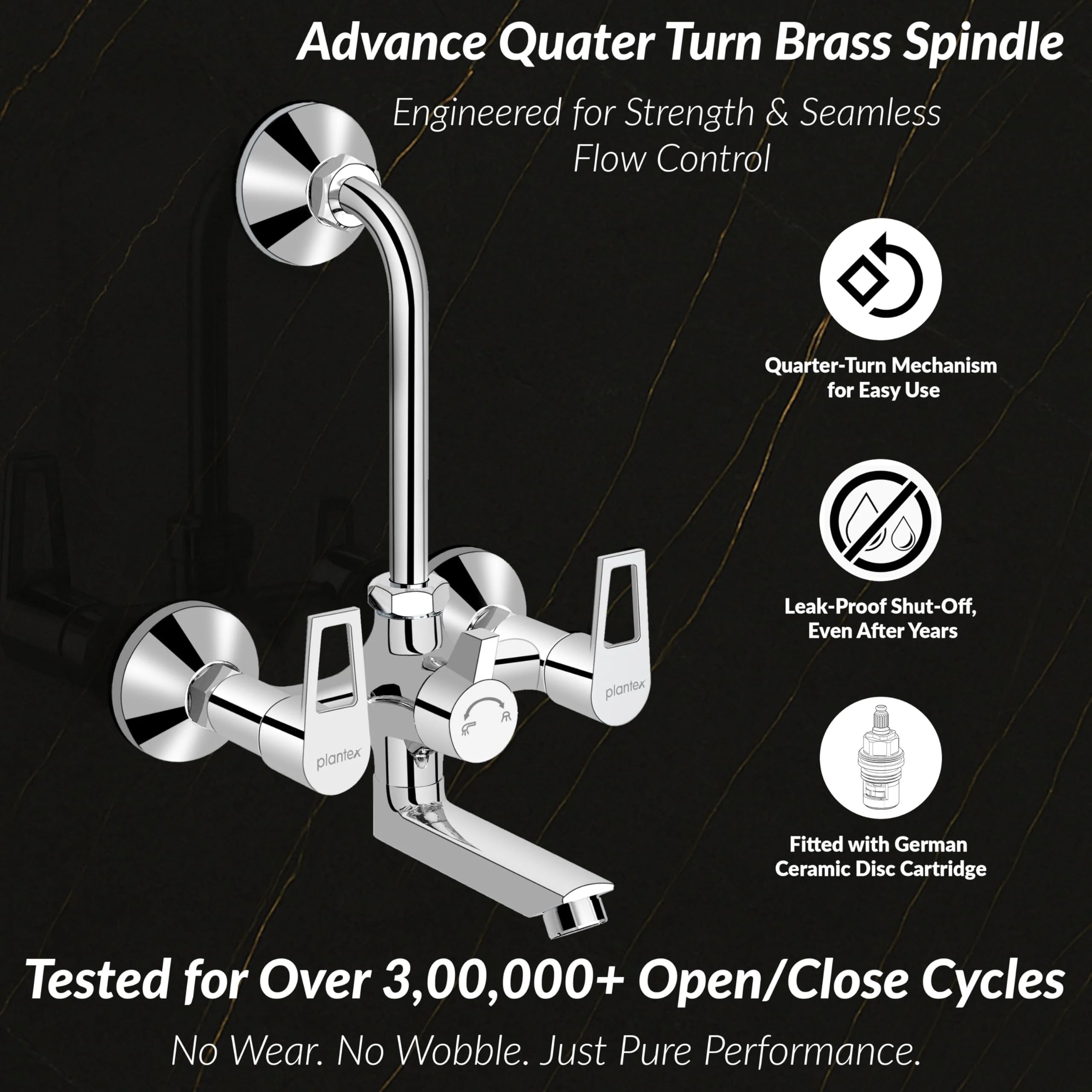 Plantex 2 in 1 Wall Mixer for Bathroom/Mixer L-Bend Provision for Overhead/Mixer Tap for Bathroom with Water Saving Nozzle and Wall Flange (3215, Chrome) - Image 5