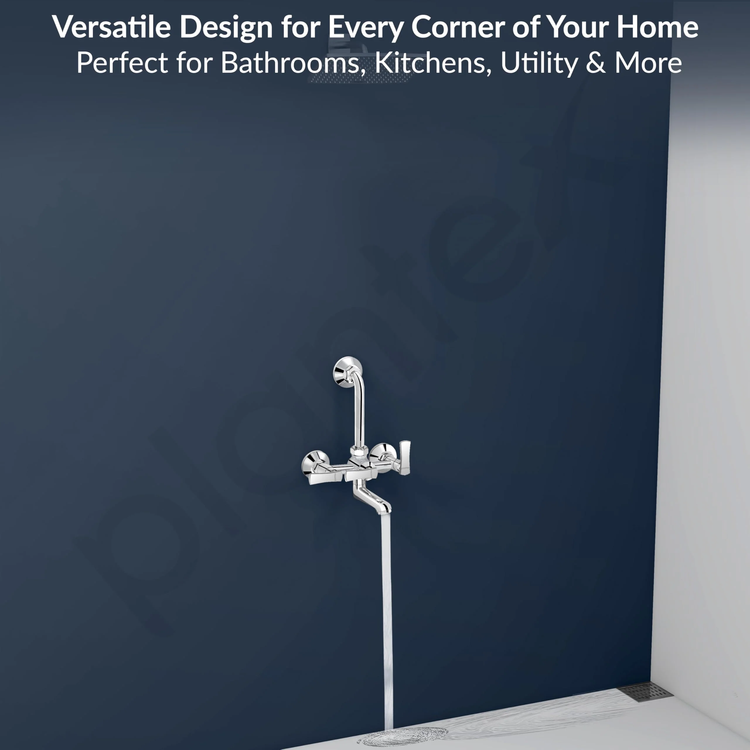 Plantex 2 in 1 Wall Mixer for Bathroom/Mixer L-Bend Provision for Overhead/Mixer Tap for Bathroom with Water Saving Nozzle and Wall Flange (3515, Chrome) - Image 4