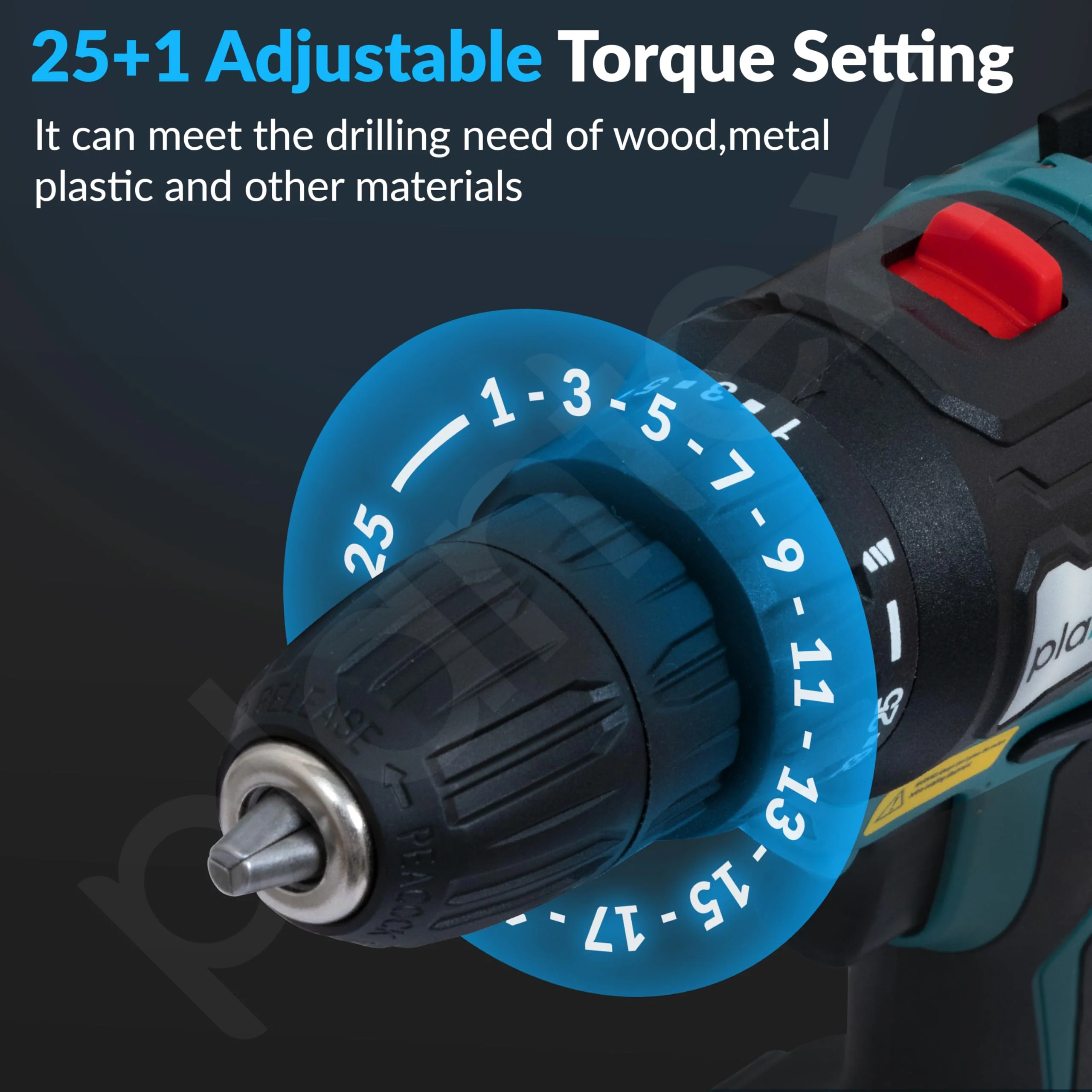 Plantex 2 Speed Electric Drill Machine/Screwdriver/10mm Drill Chuck/Torque 32Nm/Impact Frequency 0-21000ipm/Load Speed 0-400/1450r/min - Black (Mainframe, Battery & Charger Not Included) - Image 3