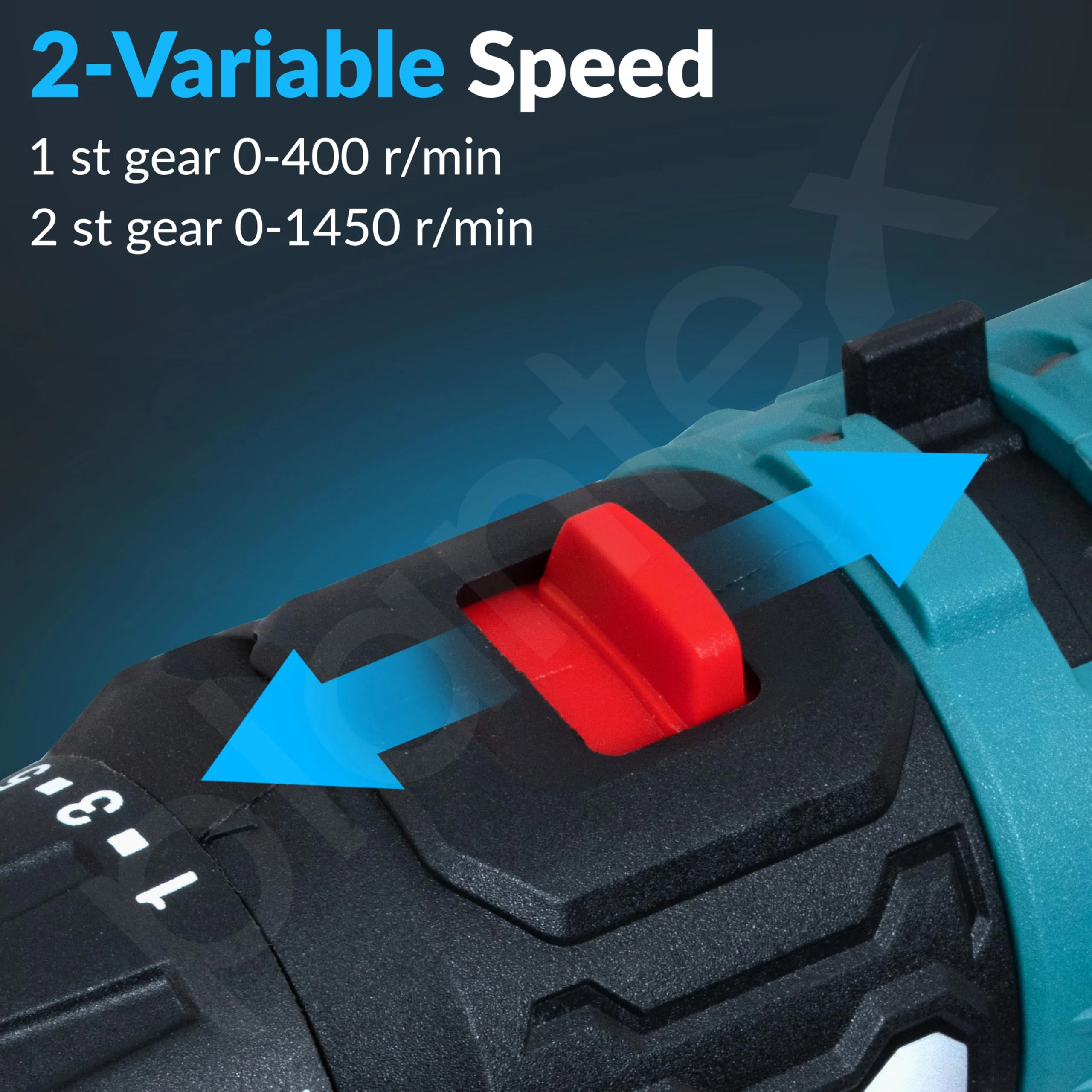 Plantex 2 Speed Electric Drill Machine/Screwdriver/10mm Drill Chuck/Torque 32Nm/Impact Frequency 0-21000ipm/Load Speed 0-400/1450r/min - Black (Mainframe, Battery & Charger Not Included) - Image 5