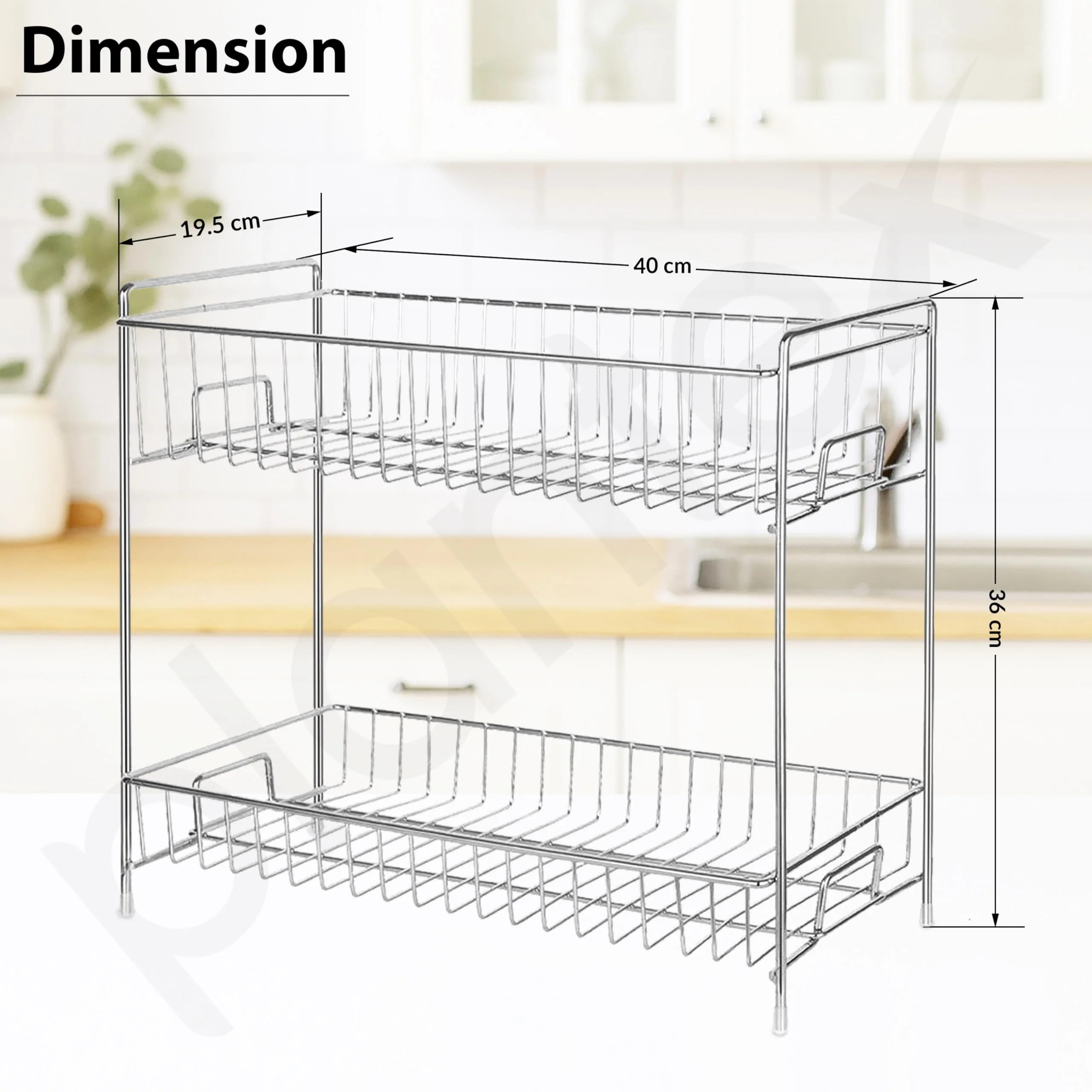 Plantex 2-Tier Stainless Steel Rack For Kitchen/Kitchen Organizer Rack/Countertop Tiered Shelf/Small Jar Organizer (Chrome) - Image 4
