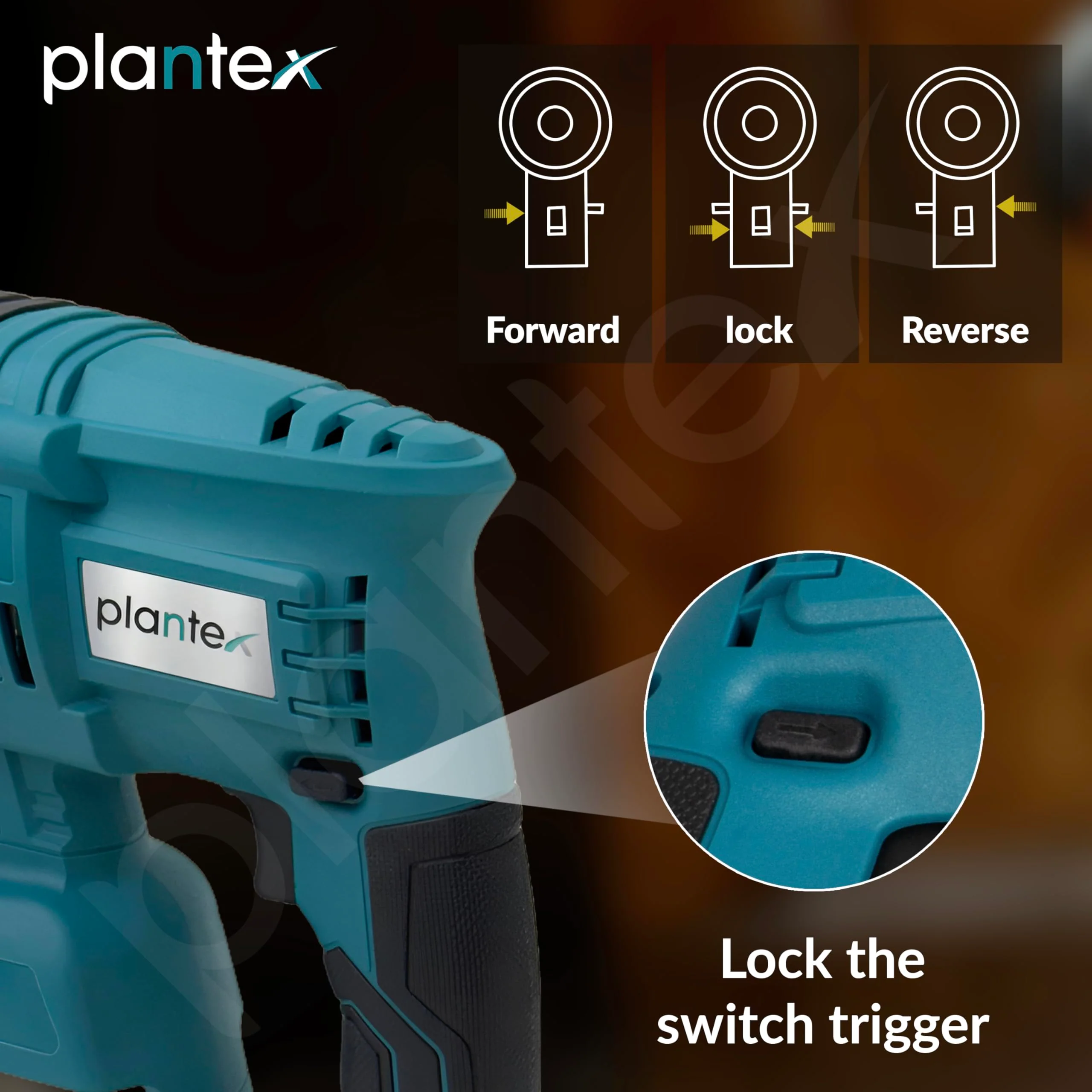 Plantex 21V Cordless Heavy Duty Hammer Drill Machine with battery & charger/Rotary Hammer/Load Speed 6000rpm/Copper winding - (Blue & Black) - Image 5