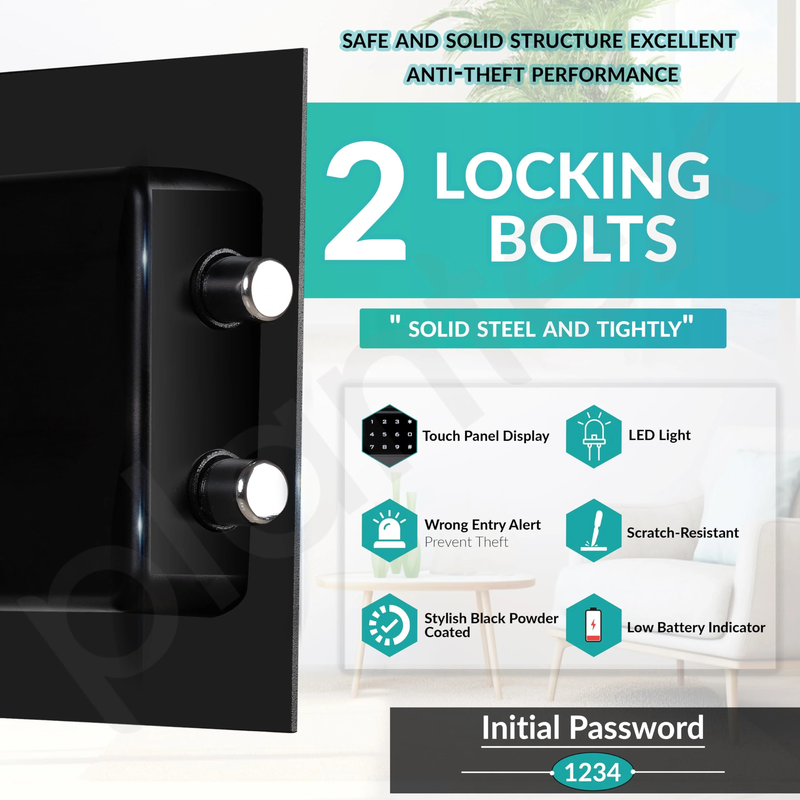Plantex 23 Litre Digital Safe Locker for Home/Safe Locker Box with Touchscreen Panel/User Dual Code Access with Emergency Key Locks/Locker for Home Jewellery/2 Years Warranty By Plantex (Black) - Image 5