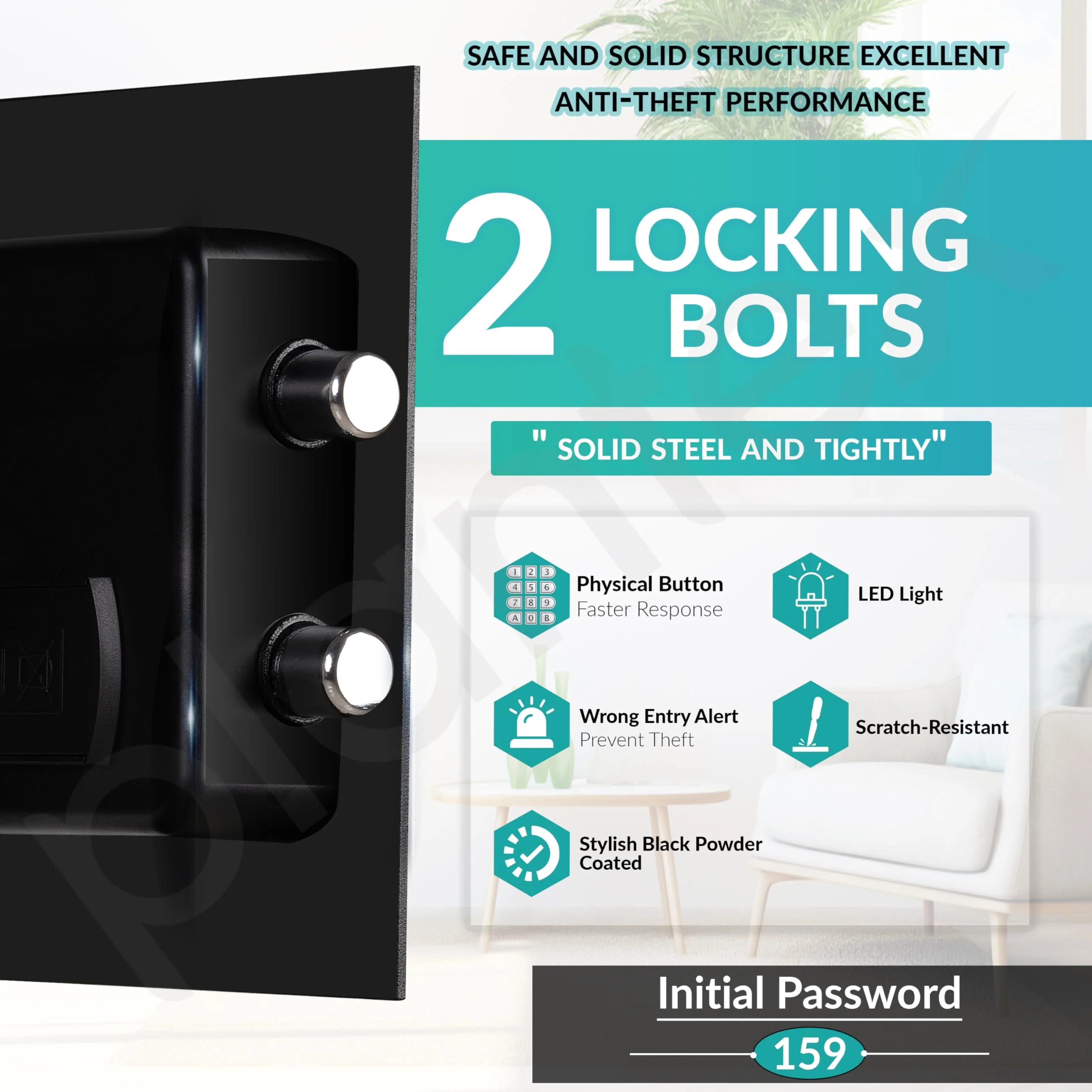 Plantex 23 Litre Safe Locker for Home/Electronic Safety Locker with Master & User PIN Code Access with Emergency Key/Hotel Safe Box/2 Years Warranty By Plantex - Black - Image 6