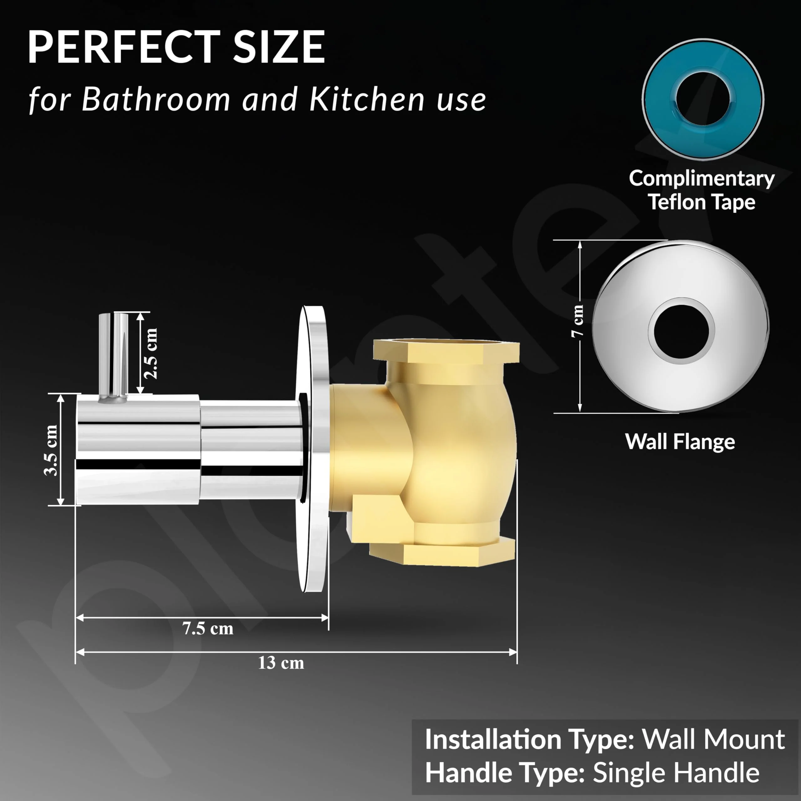 Plantex 25 mm Pure Brass Flush Valve with Teflon Tape & Brass Wall Flange for Commercial & Residential Use-7 Year Warranty (ICO-920-Chrome) - Image 4