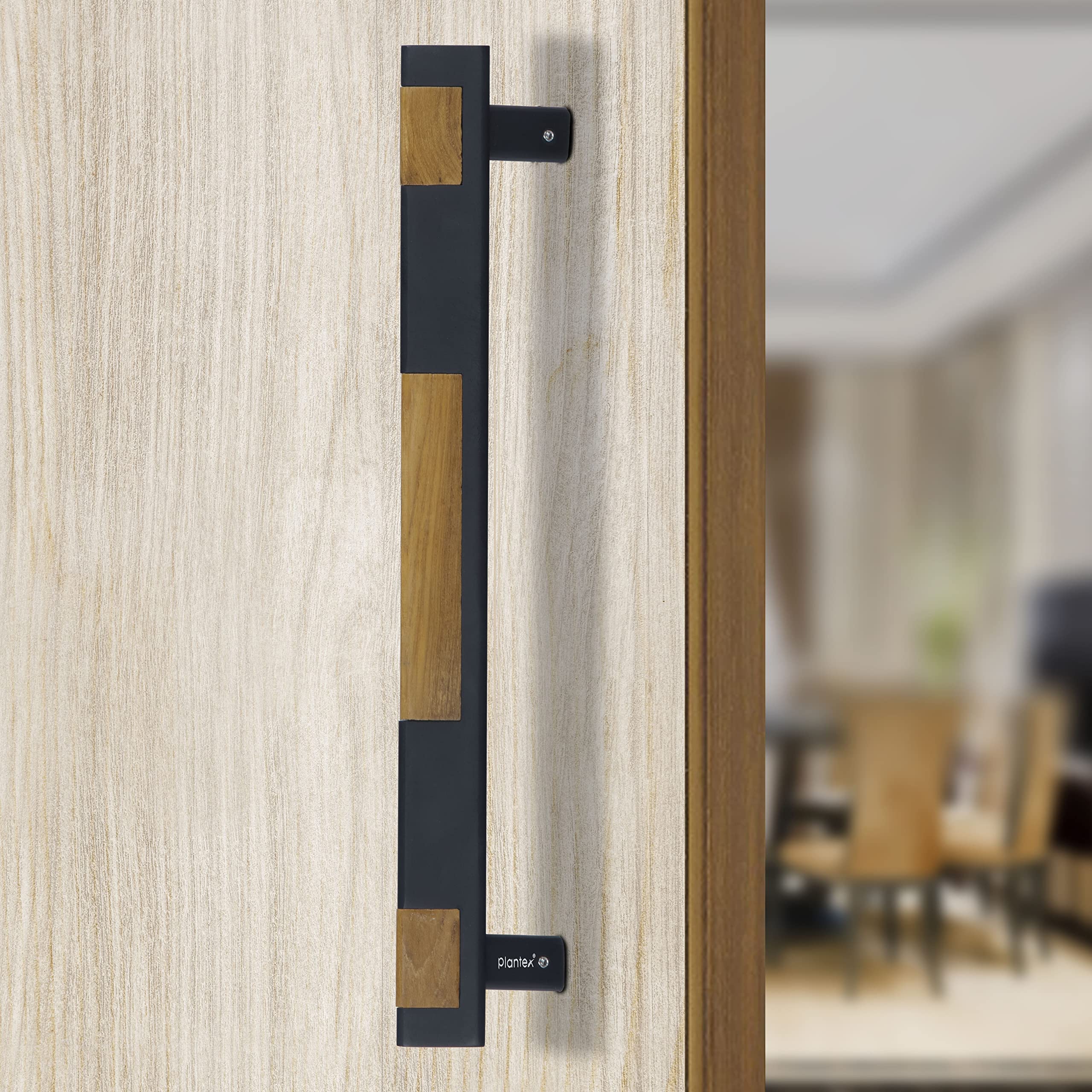 Plantex 281 Premium 14-inch Door Pull-Push Main Door Handle for Glass Door/House/Hotel/Office Door Hardware (Black & Wood Finish) - 3 Years Warranty - Image 6