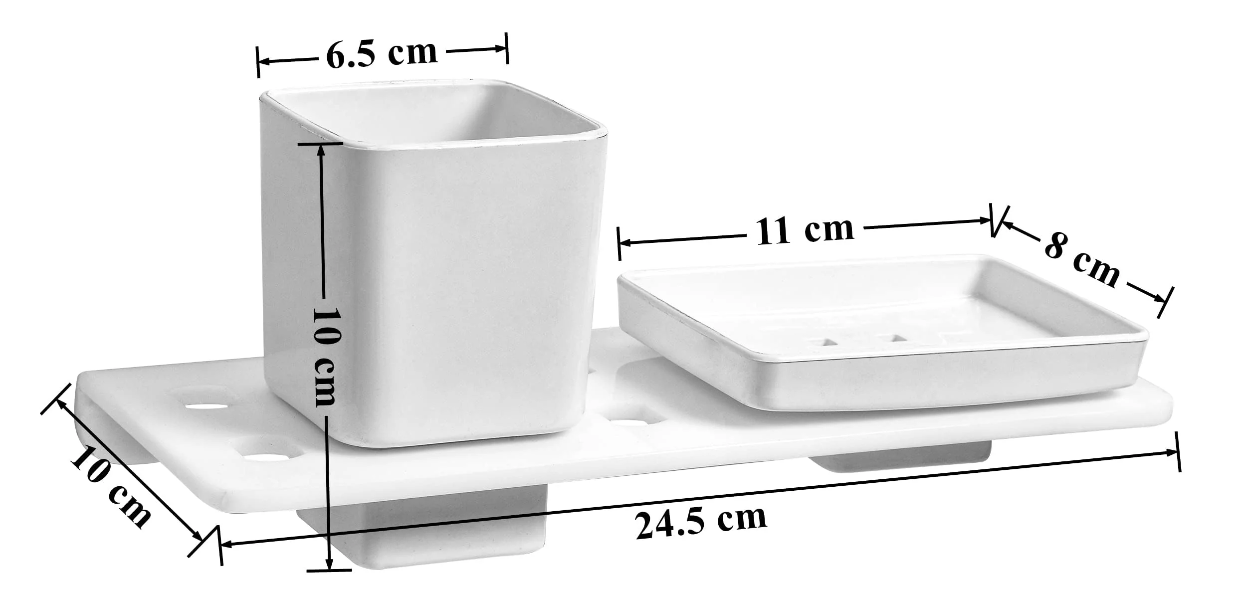 Plantex 2in1 Soap Dish/5mm Acrylic and ABS Plastic Soap Dish for Wall Mount/Soap Stands with Tumbler Holder/Bathroom Accessories - (White) - Image 3