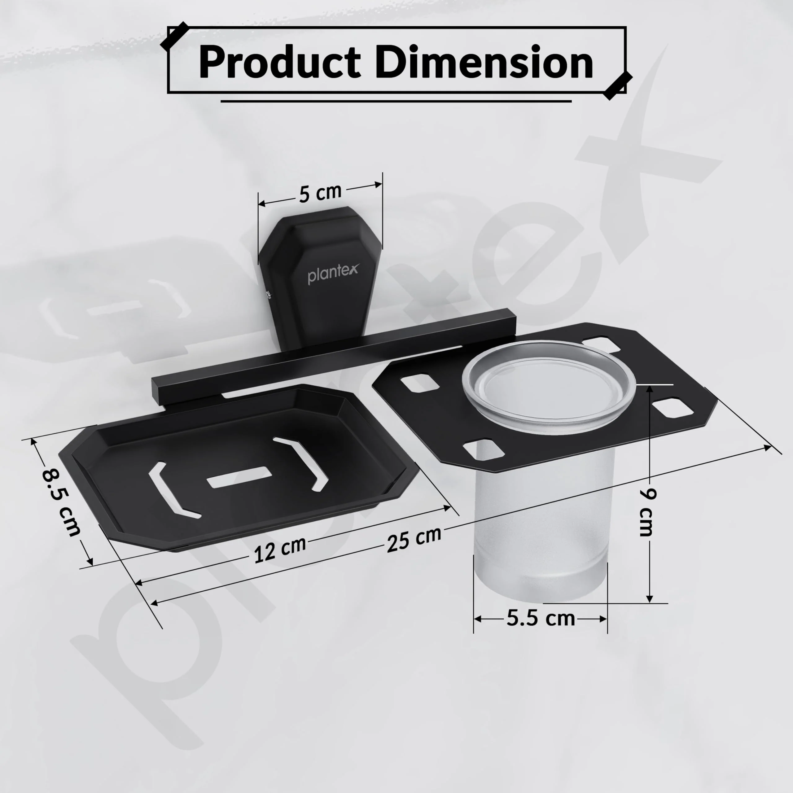 Plantex 2in1 Soap Dish with Tumbler Holder for Bathroom/304 Grade Stainless Steel Soap Holder with Toothbrush Holder/Bathroom Accessories - Pack of 1 (PMB-2409, Z-Black) - Image 4