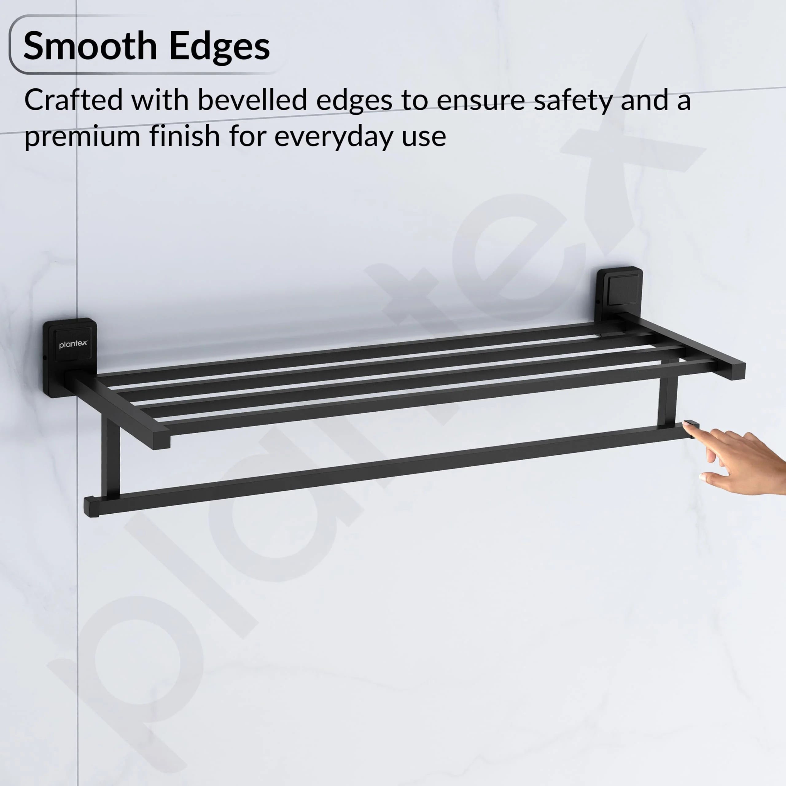 Plantex 304 Garde Stainless Steel 24 inch Towel Hanger for Bathroom/Towel Rod/Bar/Towel Stand/Bathroom Accessories - Darcy (Black) - Image 6