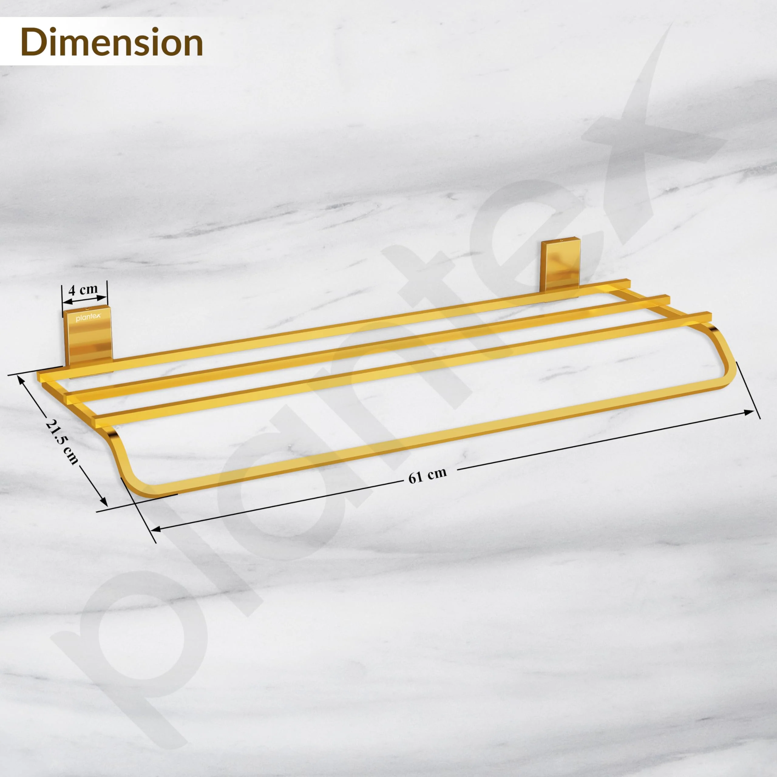 Plantex 304 Grade Stainless Steel 24-Inch Bathroom Towel Rack/Towel Bar/Towel Stand/Towel Rod/Bathroom Accessories (Crystal - PVD Gold) - Image 4
