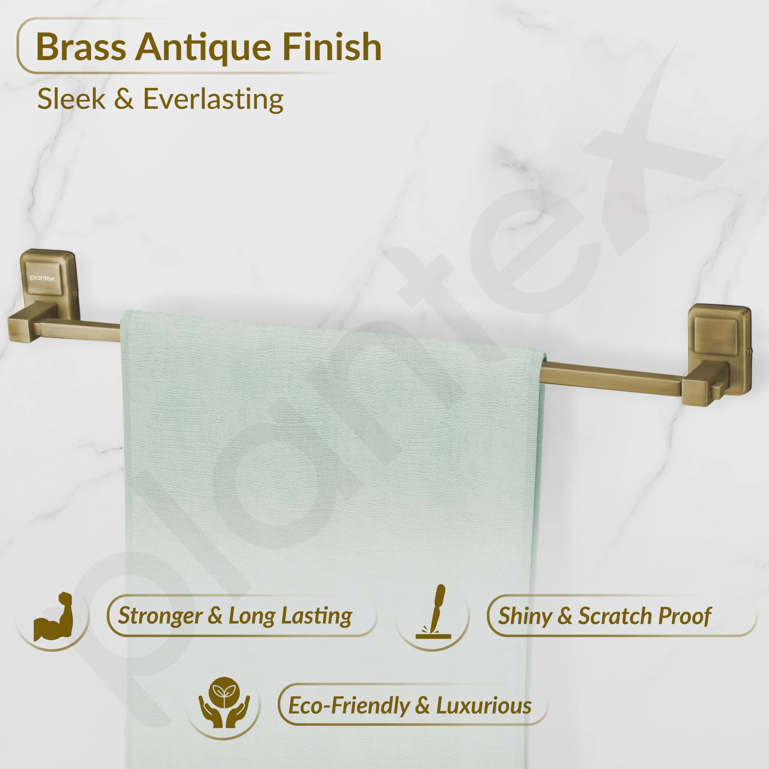 Plantex 304 Grade Stainless Steel 24 inch Towel Hanger for Bathroom/Single Towel Rod/Bar/Towel Stand/Bathroom Accessories - Darcy (Brass Antique) - Image 7