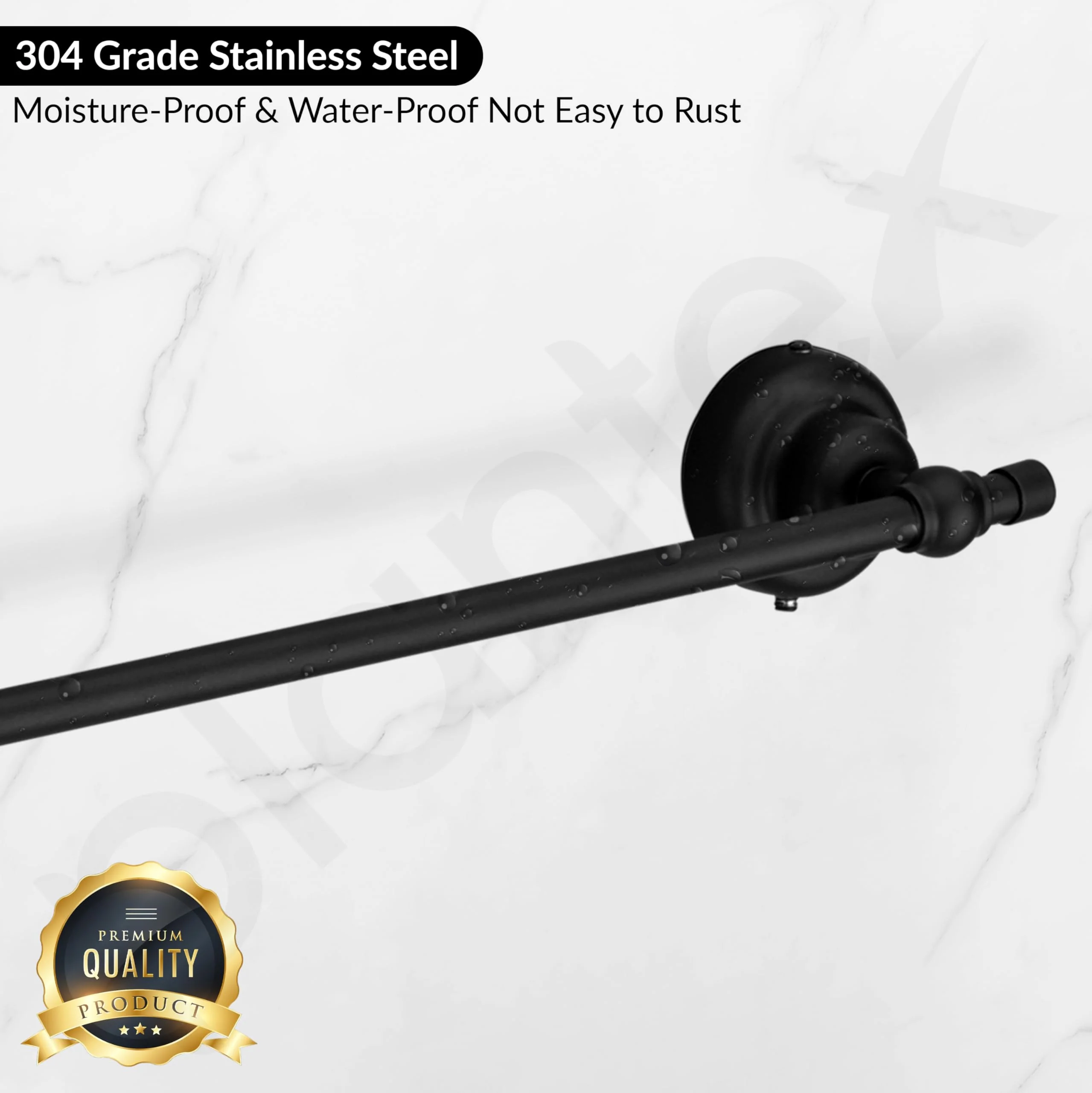 Plantex 304 Grade Stainless Steel 24 inch Towel Hanger for Bathroom/Single Towel Rod/Holder/Bar/Bathroom Accessories - Skyllo (Black) - Image 5