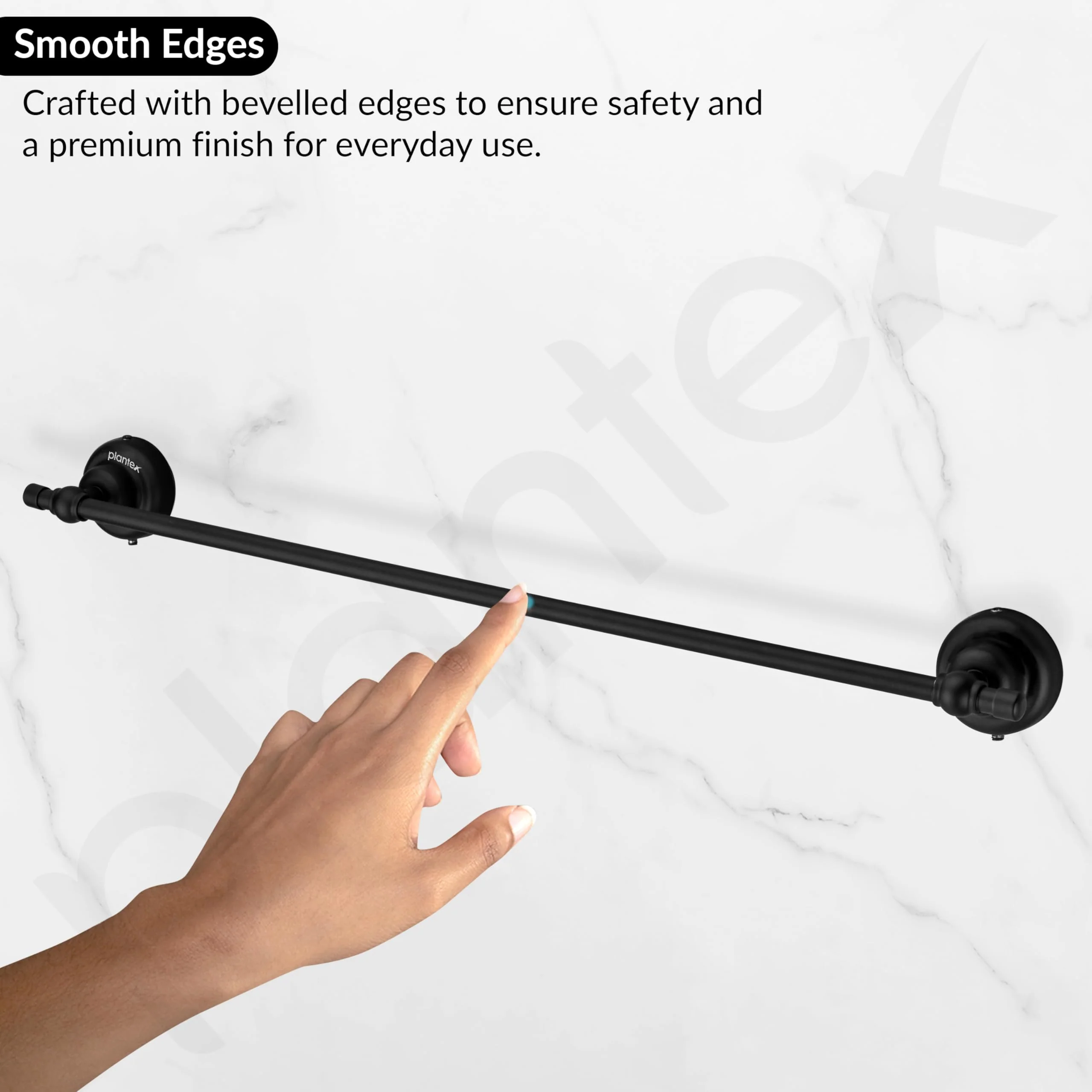Plantex 304 Grade Stainless Steel 24 inch Towel Hanger for Bathroom/Single Towel Rod/Holder/Bar/Bathroom Accessories - Skyllo (Black) - Image 7