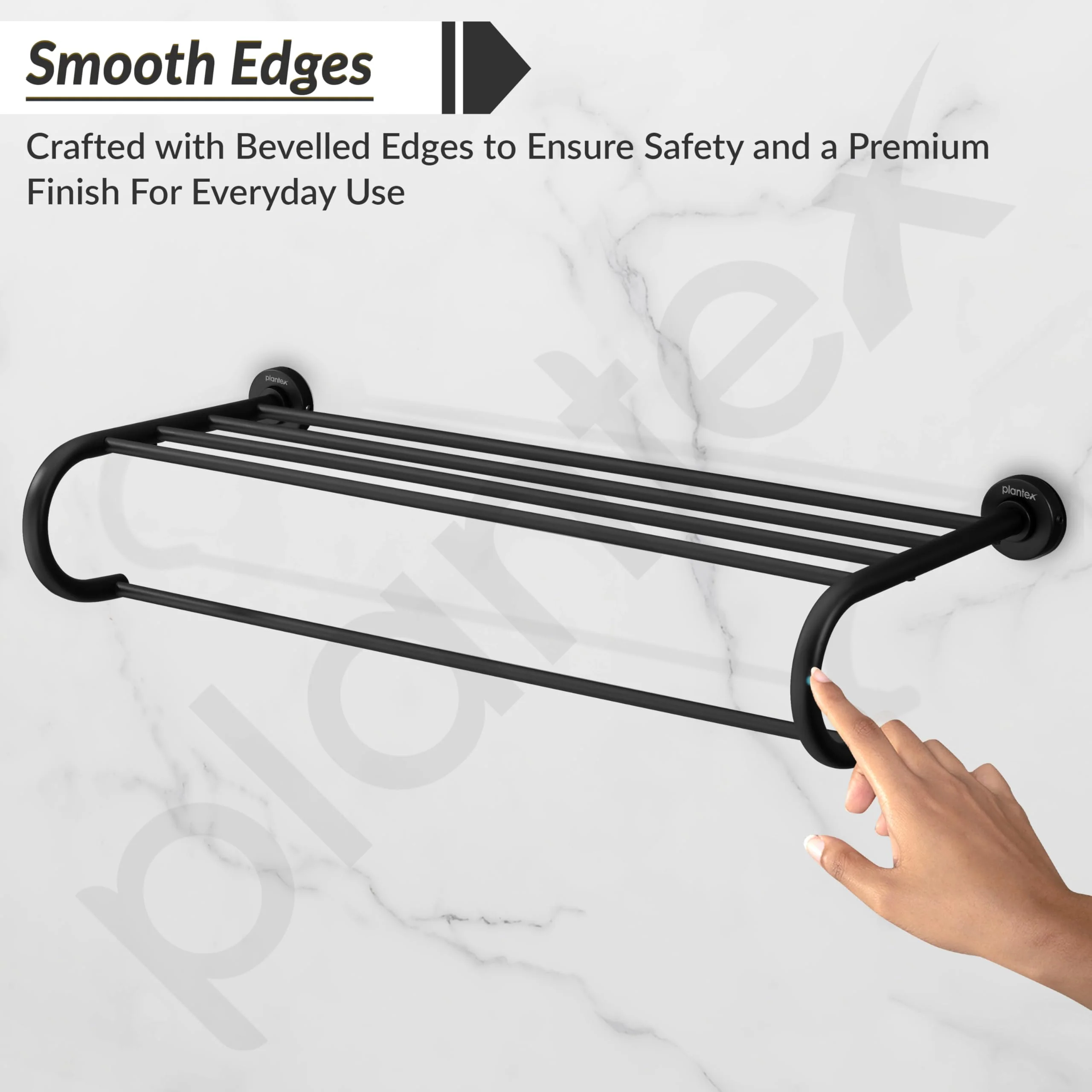 Plantex 304 Grade Stainless Steel 24 inch Towel Rack for Bathroom/Towel Stand/Hanger/Bathroom Accessories - Daizy (Black) - Image 7