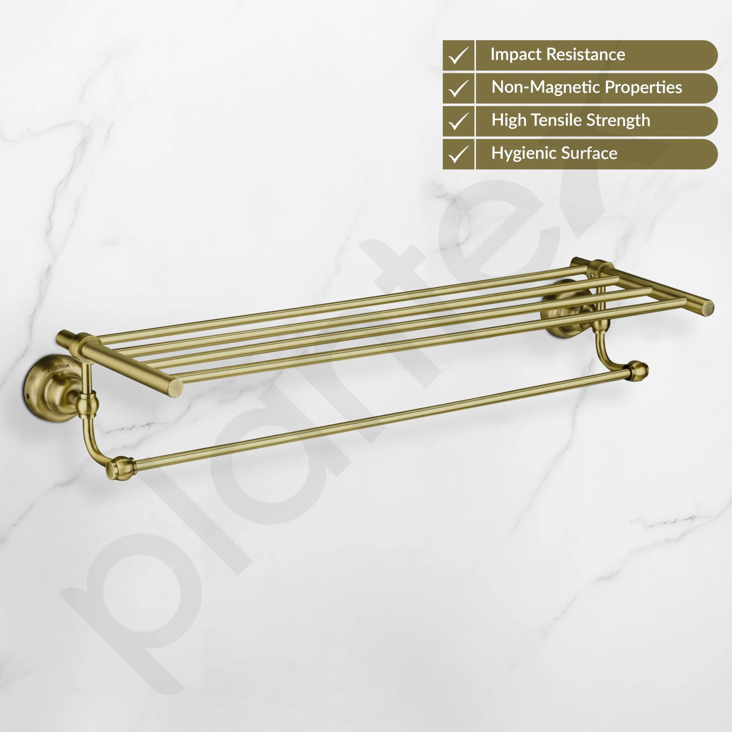 Plantex 304 Grade Stainless Steel 24 inch Towel Rack for Bathroom/Towel Stand/Hanger/Bathroom Accessories - Skyllo (Antique) - Image 3