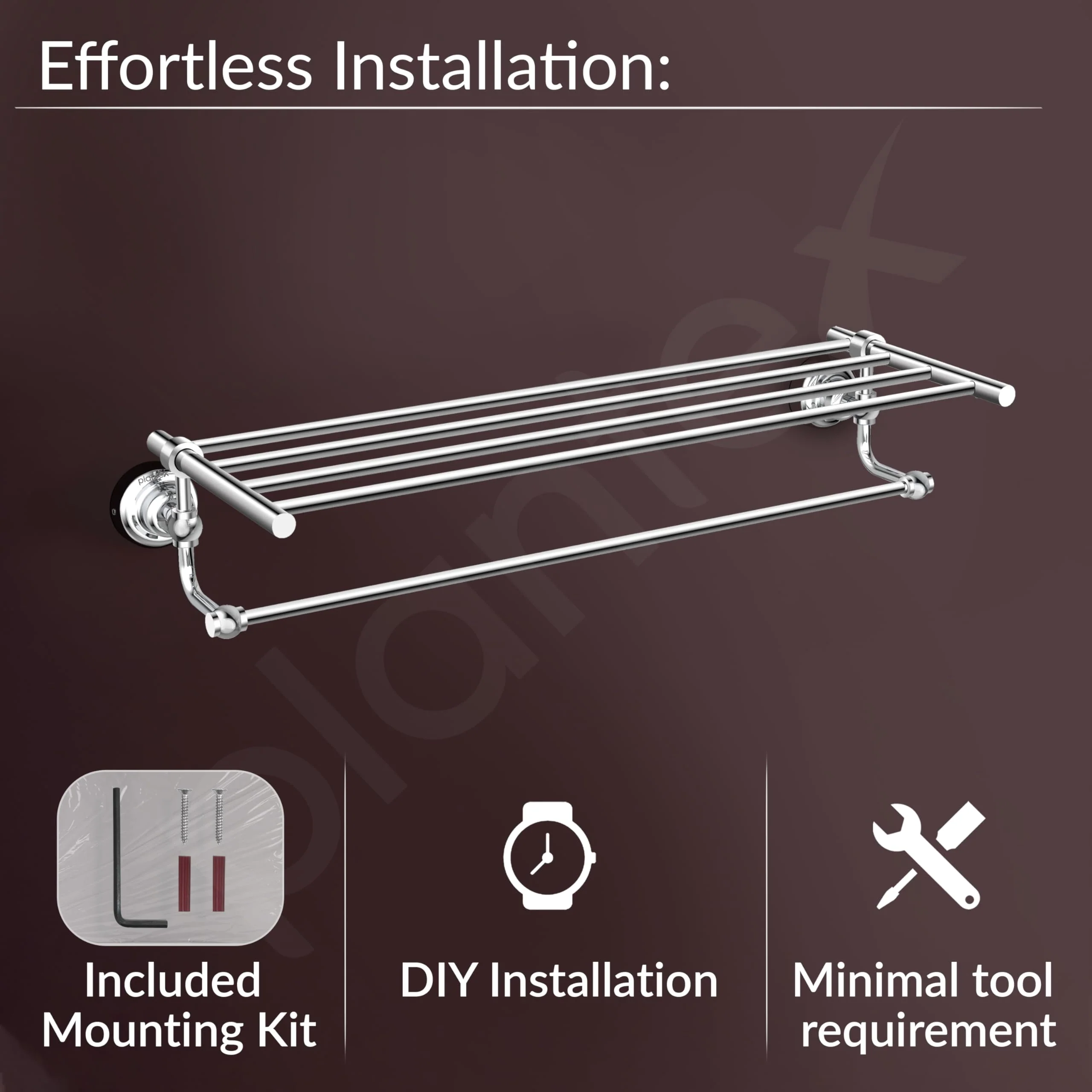 Plantex 304 Grade Stainless Steel 24 inch Towel Rack for Bathroom/Towel Stand/Hanger/Bathroom Accessories - Skyllo (Chrome) - Image 5
