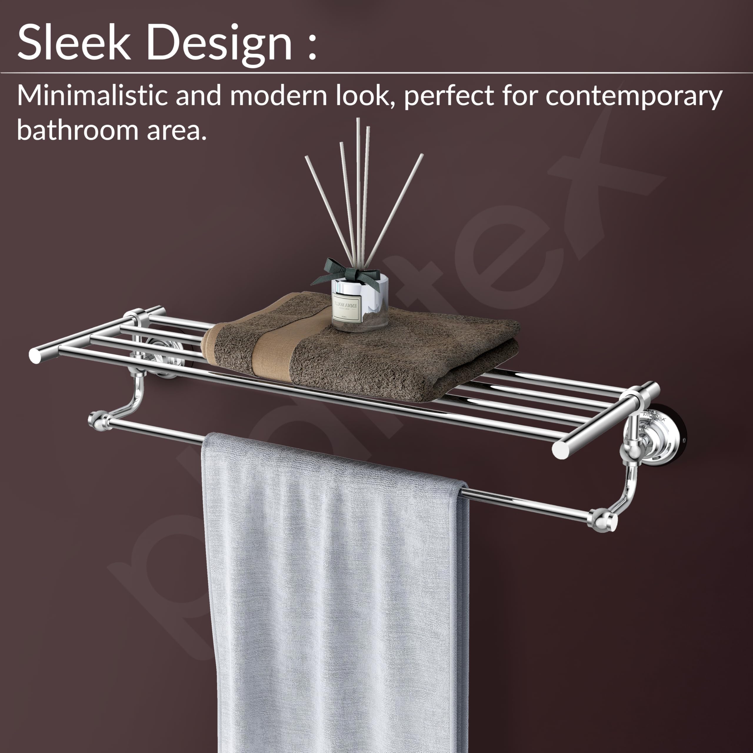 Plantex 304 Grade Stainless Steel 24 inch Towel Rack for Bathroom/Towel Stand/Hanger/Bathroom Accessories - Skyllo (Chrome) - Image 6