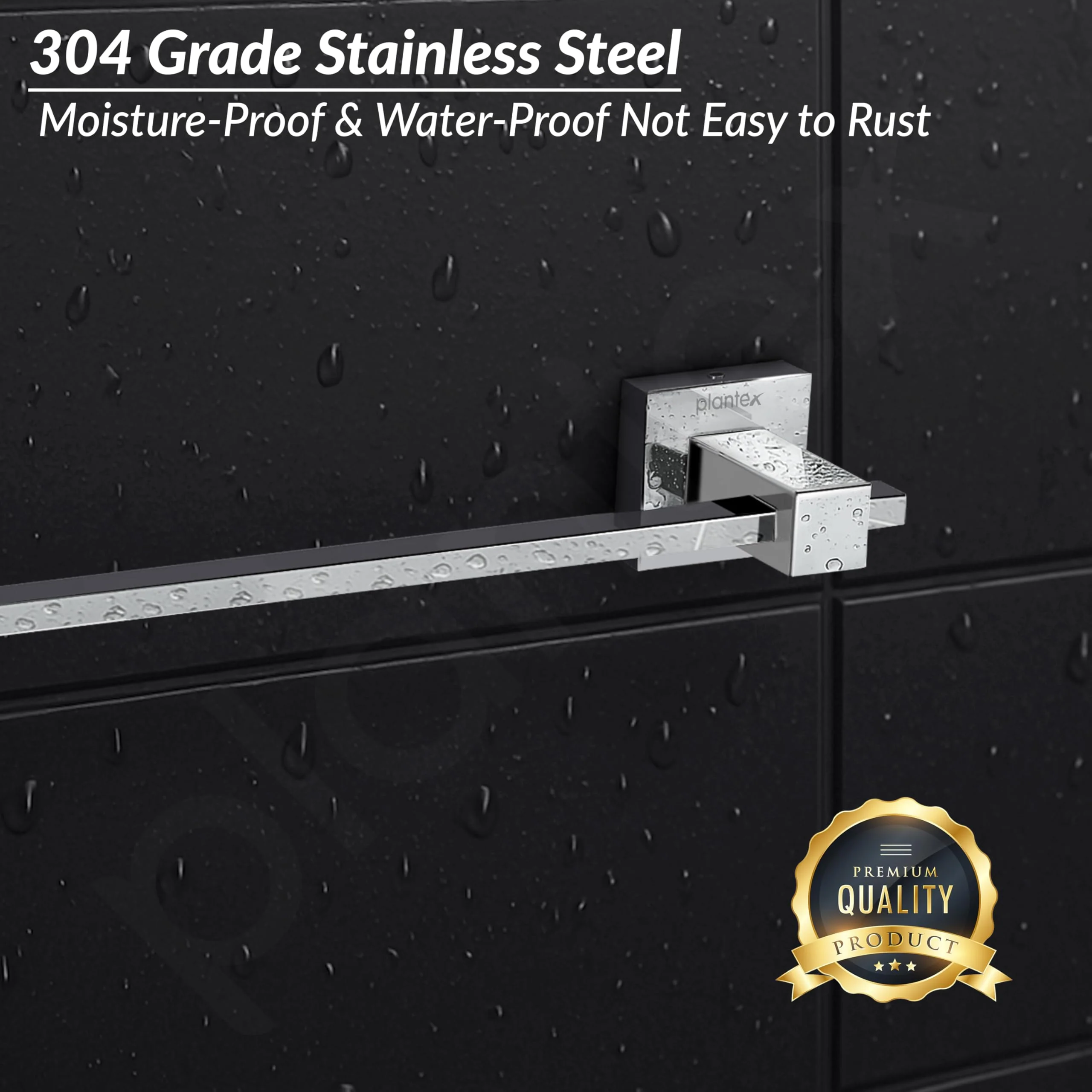 Plantex 304 Grade Stainless Steel 24 inchTowel Hanger/Holder for Bathroom/Single Towel Rod/Towel Bar/Towel Stand/Bathroom Accessories - Splash (Chrome) - Image 4