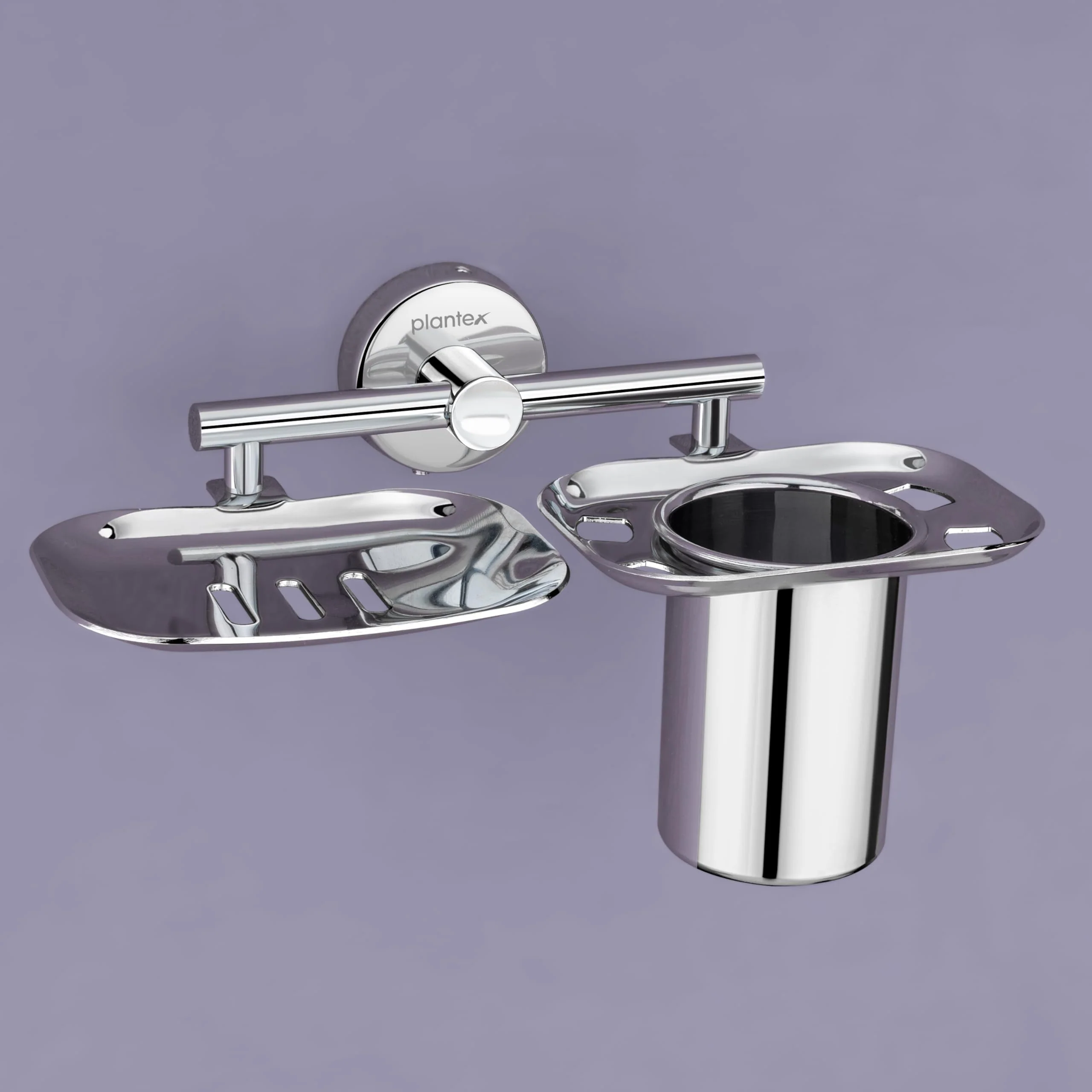 Plantex 304 Grade Stainless Steel 2in1 Soap Dish with Tumbler Holder/Soap Stand/Tooth Brush Holder/Bathroom Accessories - (Chrome) - Image 7