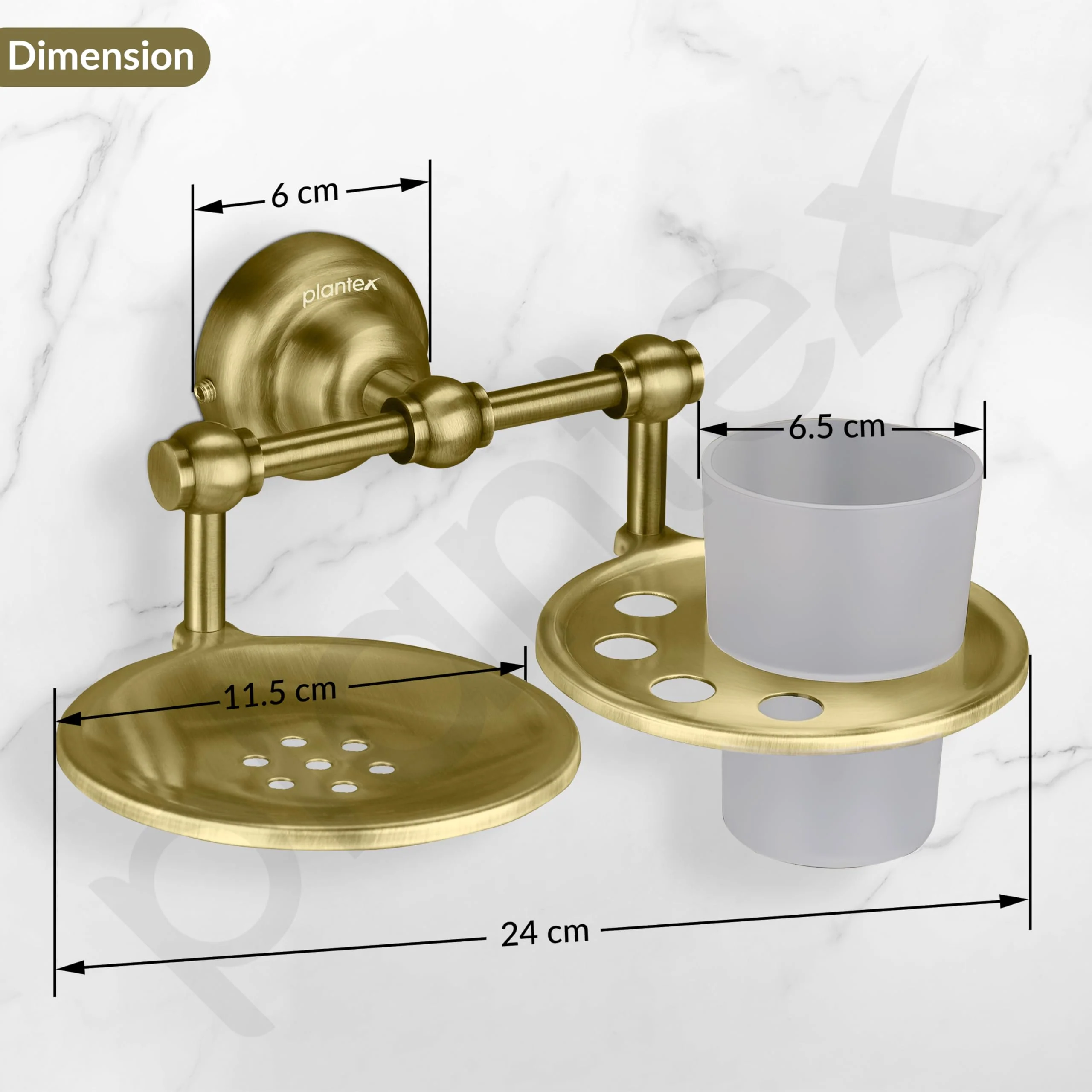 Plantex 304 Grade Stainless Steel 2in1 Soap Holder with Tumbler Holder/Bathroom Accessories - Skyllo (Antique) - Image 4