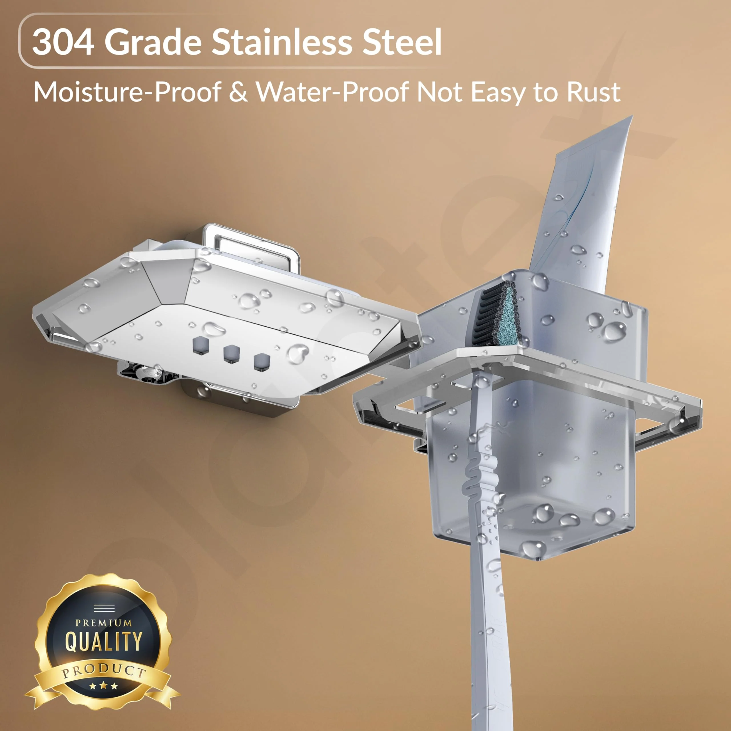 Plantex 304 Grade Stainless Steel 2in1 Soap Holder with Tumbler Holder/Wall Mounted Stand/Bathroom Accessories - Darcy (Chrome) - Image 5