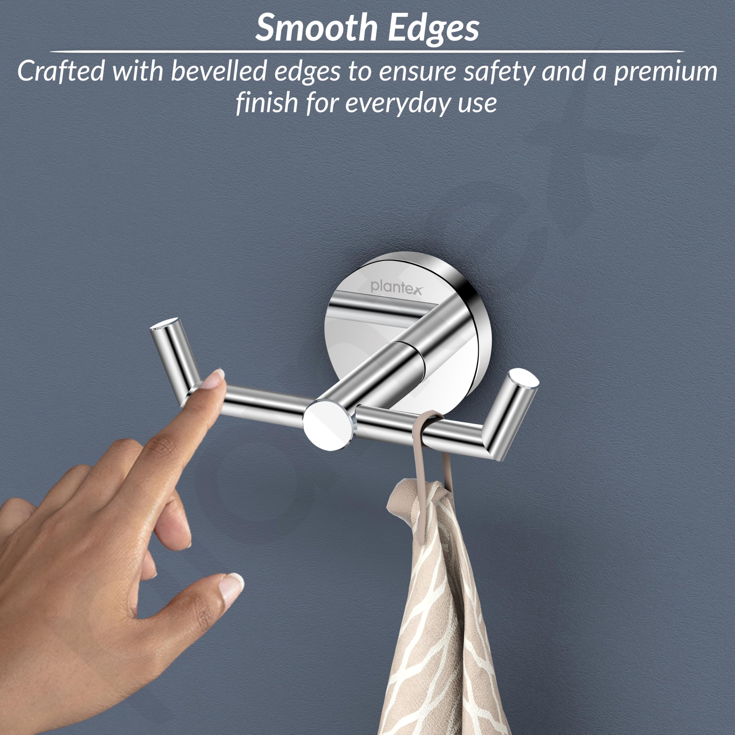 Plantex 304 Grade Stainless Steel Bathroom Hooks for Hanging Towel and Clothes in Bathroom/Washroom - Oreo (Chrome) - Image 7