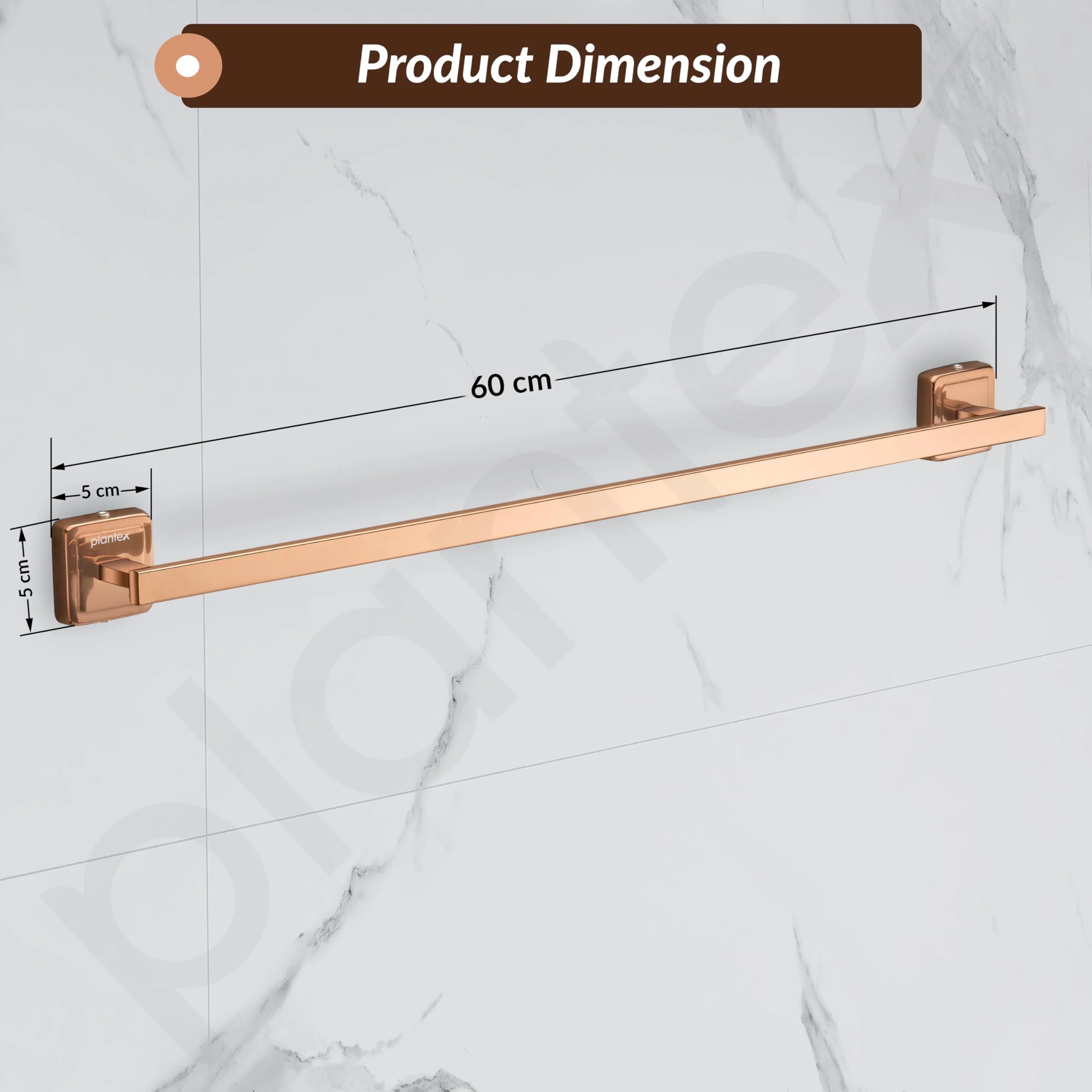 Plantex 304 Grade Stainless Steel Bathroom Single Towel Rod/Stylish and Durable Towel Hanger/Towel Stand/Bathroom Accessories - Decan (Rose Gold Finish) - Image 5