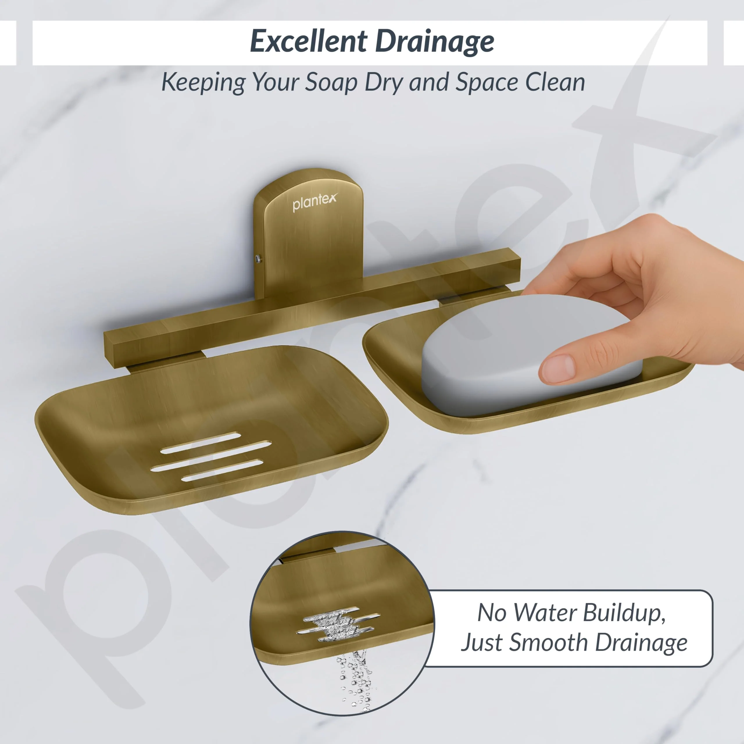 Plantex 304 Grade Stainless Steel Bathroom Soap Holder/Double Soap Dish/Soap Stand/Bathroom Accessories - Parv (Brass Antique) - Image 7