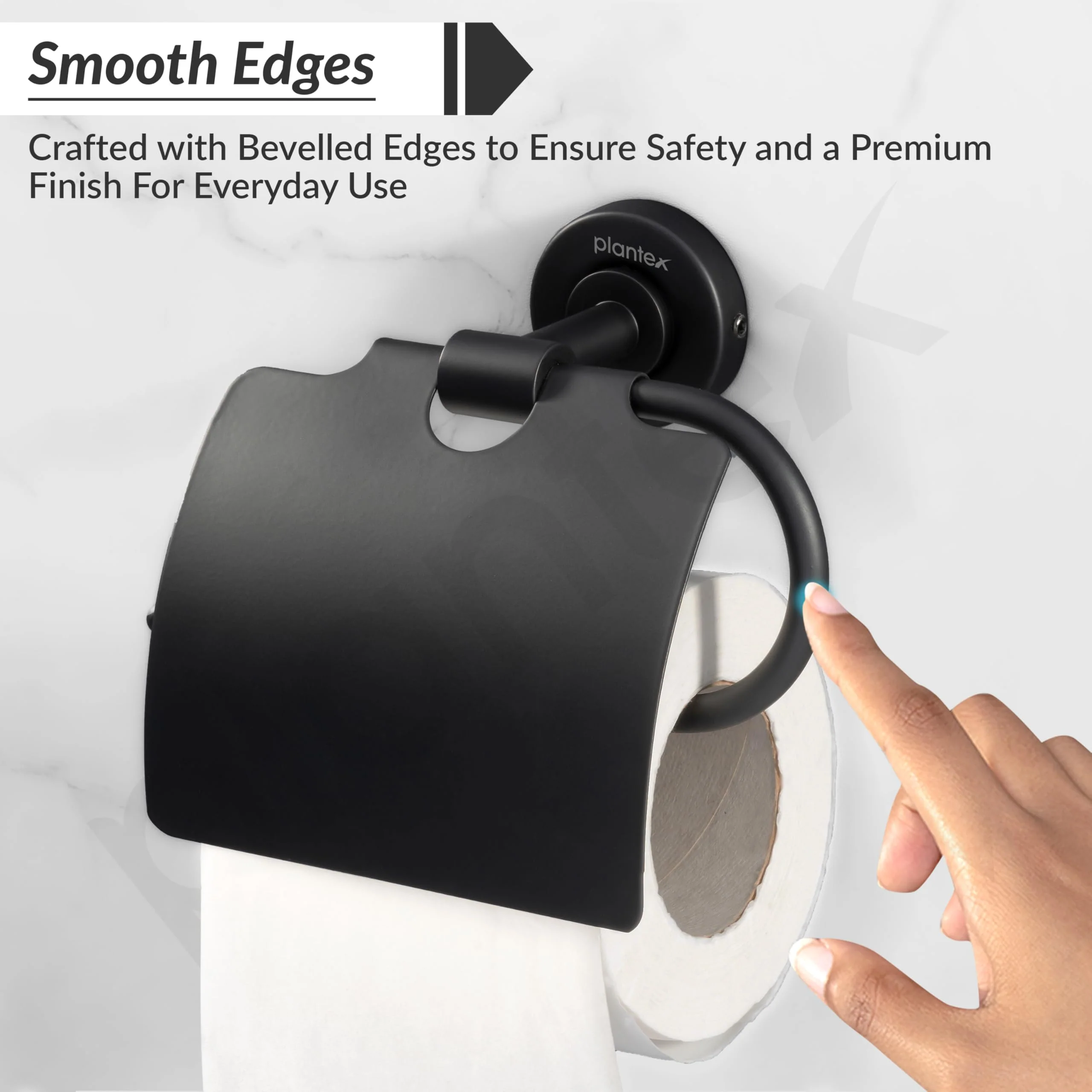 Plantex 304 Grade Stainless Steel Bathroom Toilet Paper Holder/Tissue Holder for Washroom/Kitchen/Bathroom Accessories - Daizy (Black) - Image 7