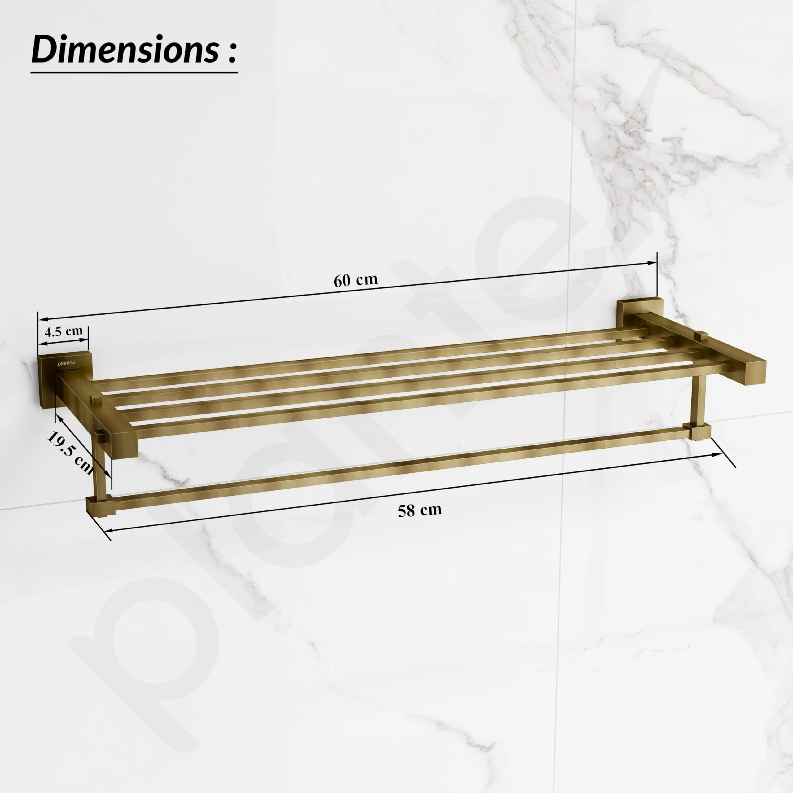 Plantex 304 Grade Stainless Steel Bathroom Towel Rack/Towel Hanger Stand/Towel Bar/Bathroom Accessories - Splash (Antique Finish) - Image 3