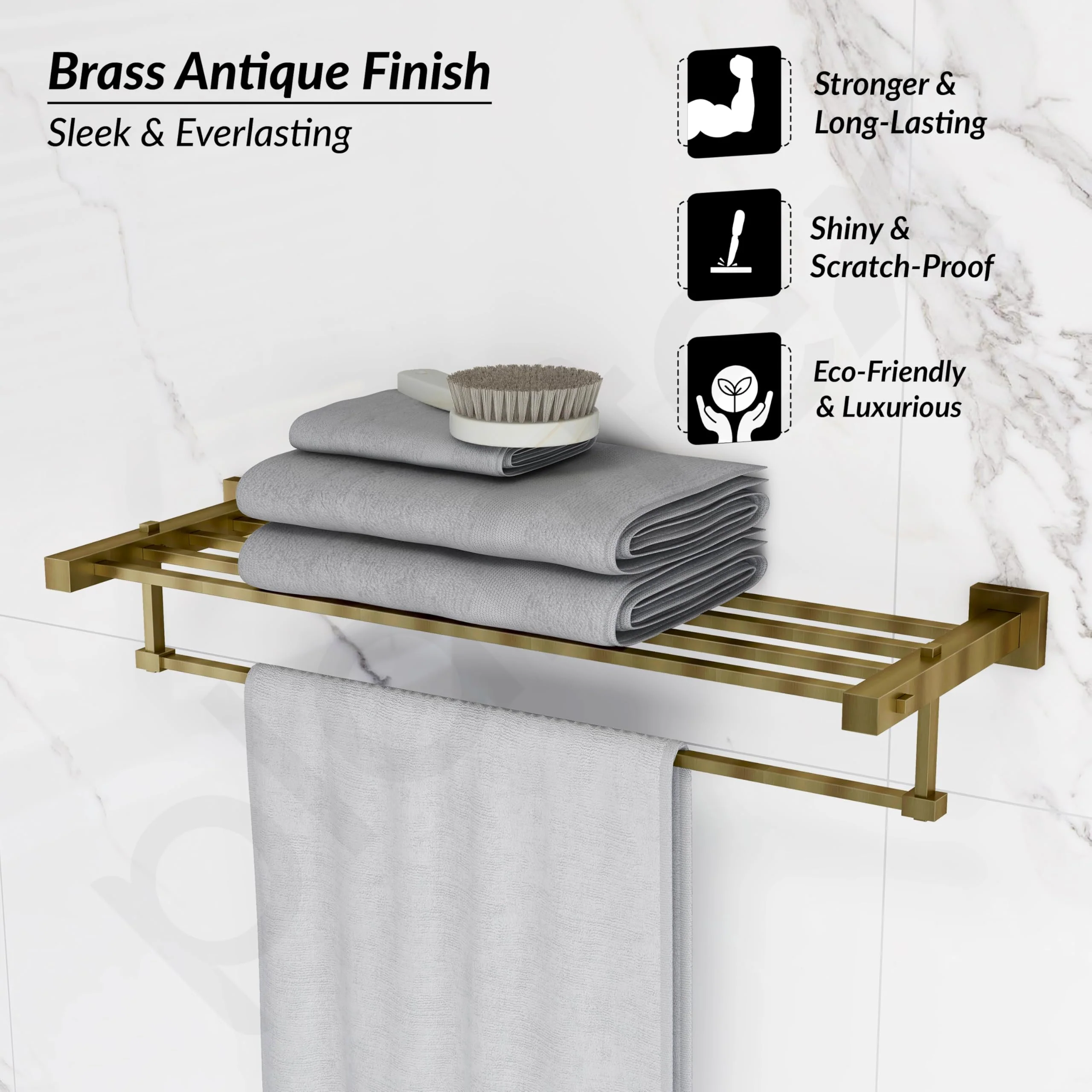 Plantex 304 Grade Stainless Steel Bathroom Towel Rack/Towel Hanger Stand/Towel Bar/Bathroom Accessories - Splash (Antique Finish) - Image 5