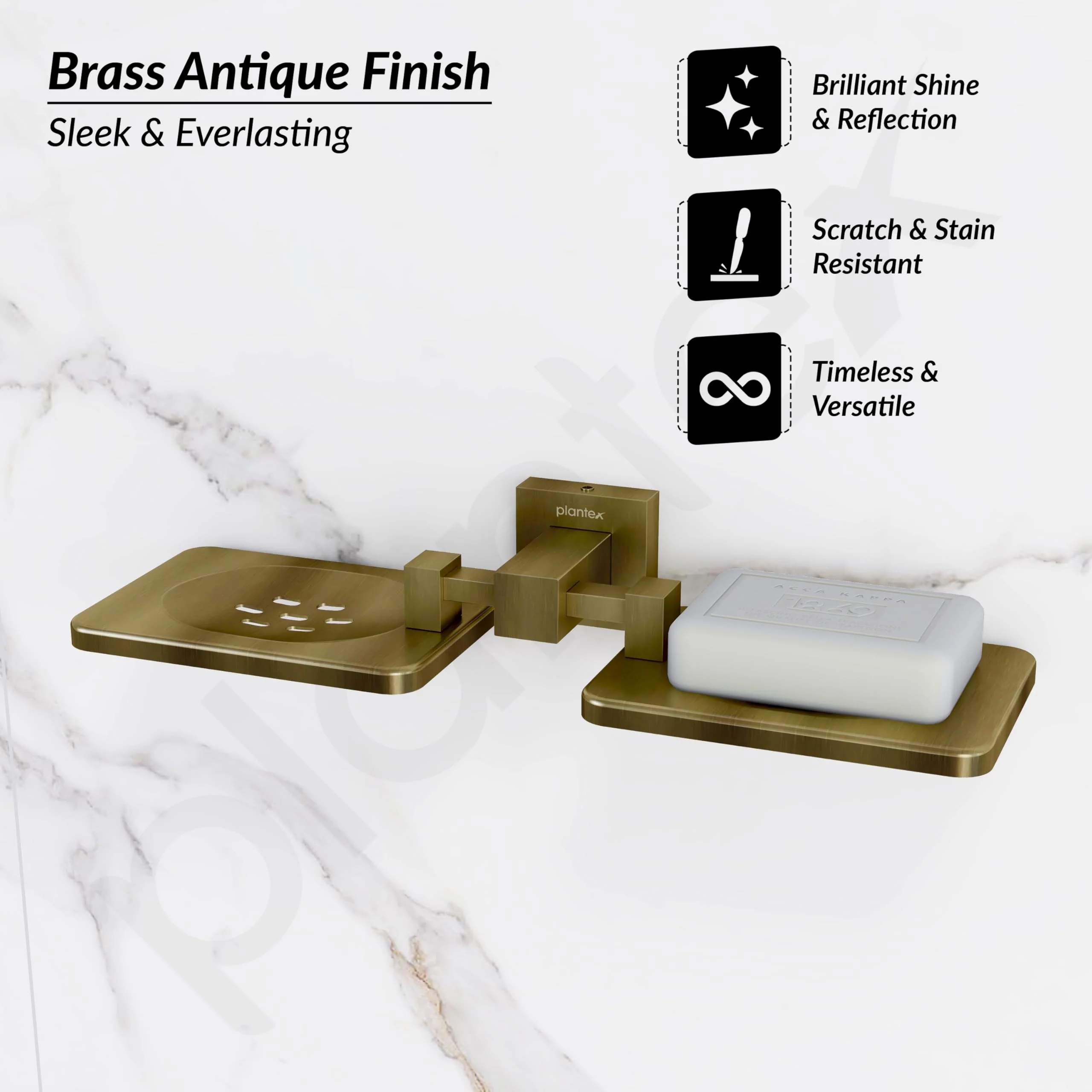Plantex 304 Grade Stainless Steel Double Soap Holder for Bathroom/Soap Dish/Soap Stand/Bathroom Accessories - Splash (Antique) - Image 5