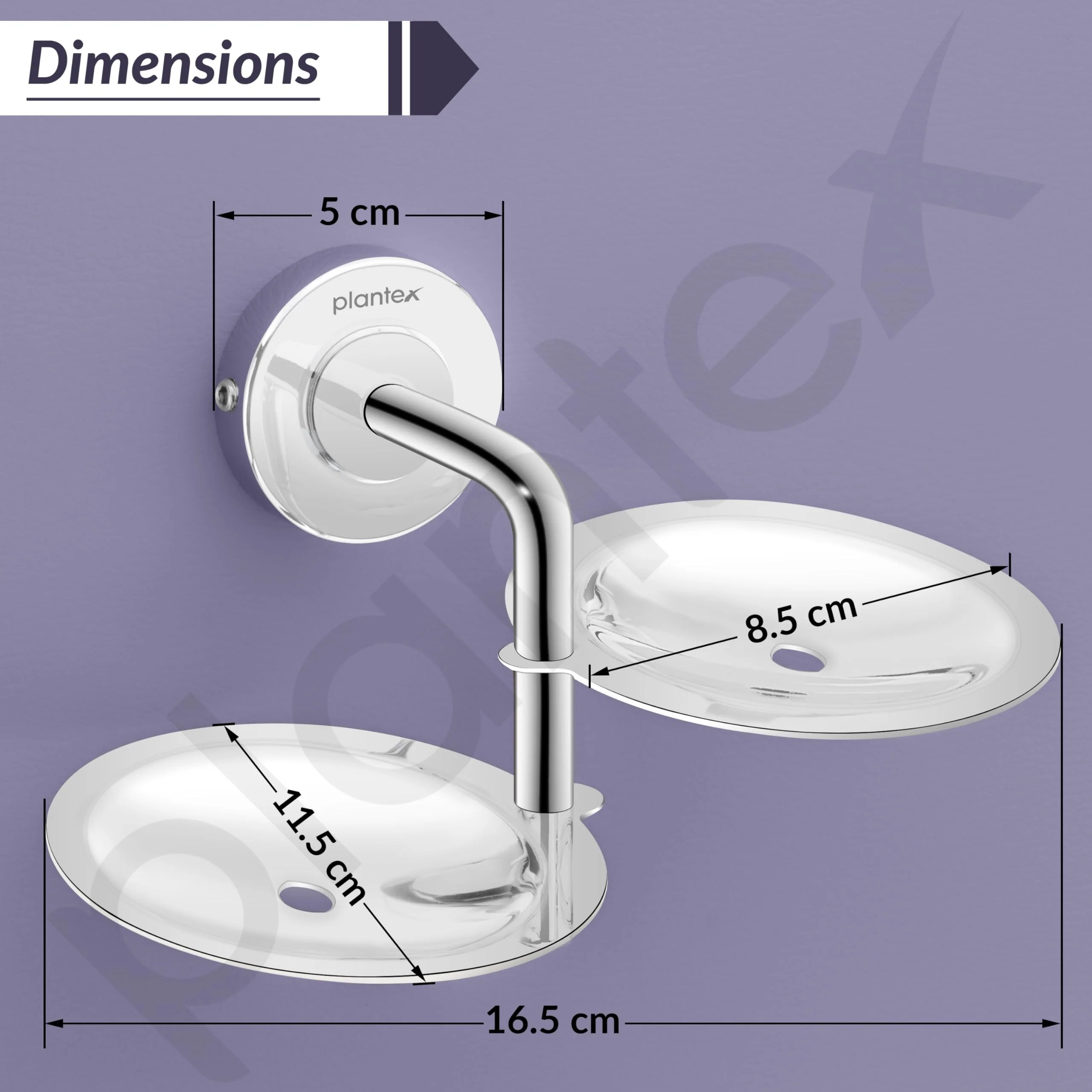 Plantex 304 Grade Stainless Steel Double Soap Holder for Bathroom/Soap Stand for Bathroom Wall/Soap Dish/Bathroom Accessories - Daizy (Chrome) - Image 4