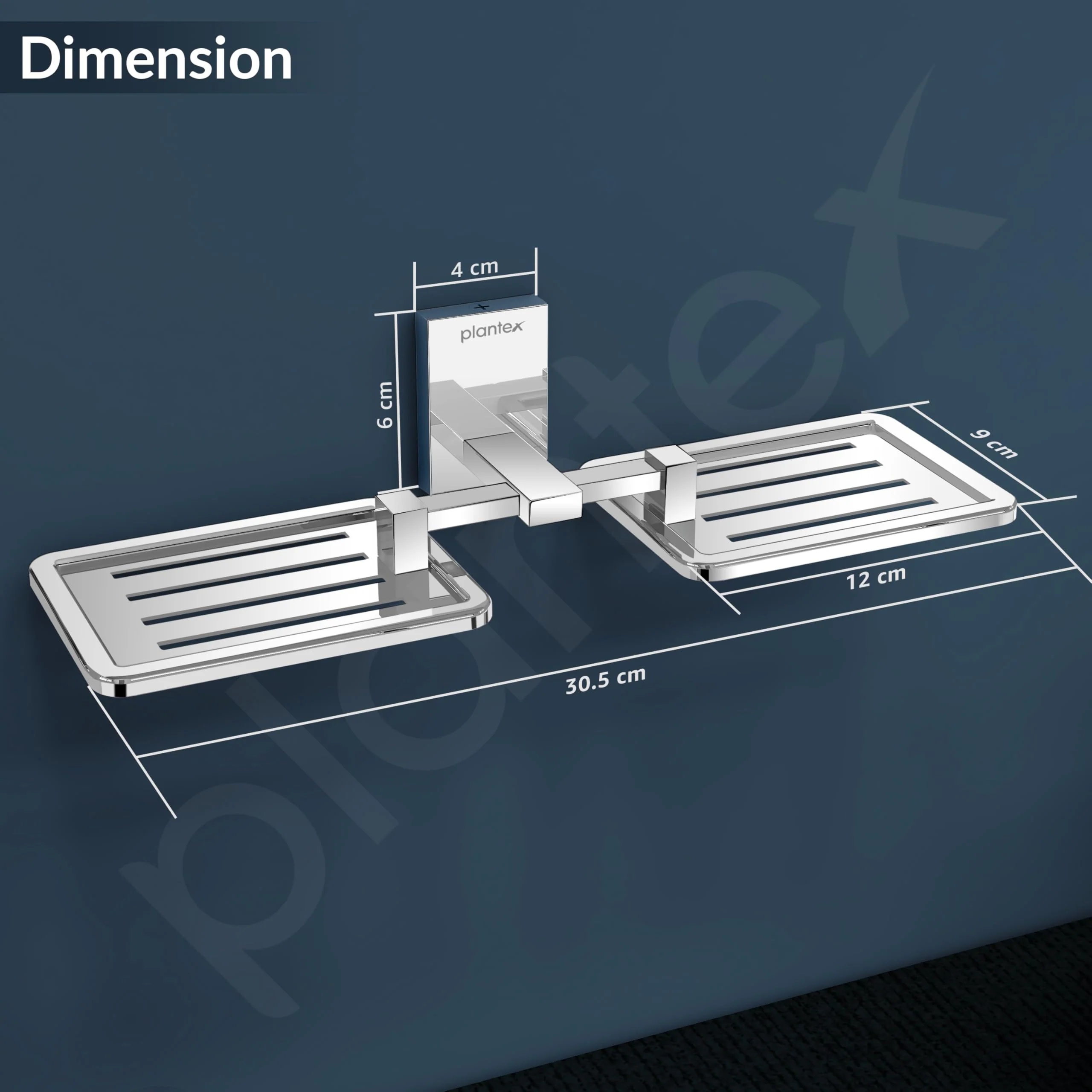 Plantex 304 Grade Stainless Steel Double Soap Holder for Bathroom/Soap Stand/Soap Dish/Bathroom Accessories - Senso (Chrome) - Image 3