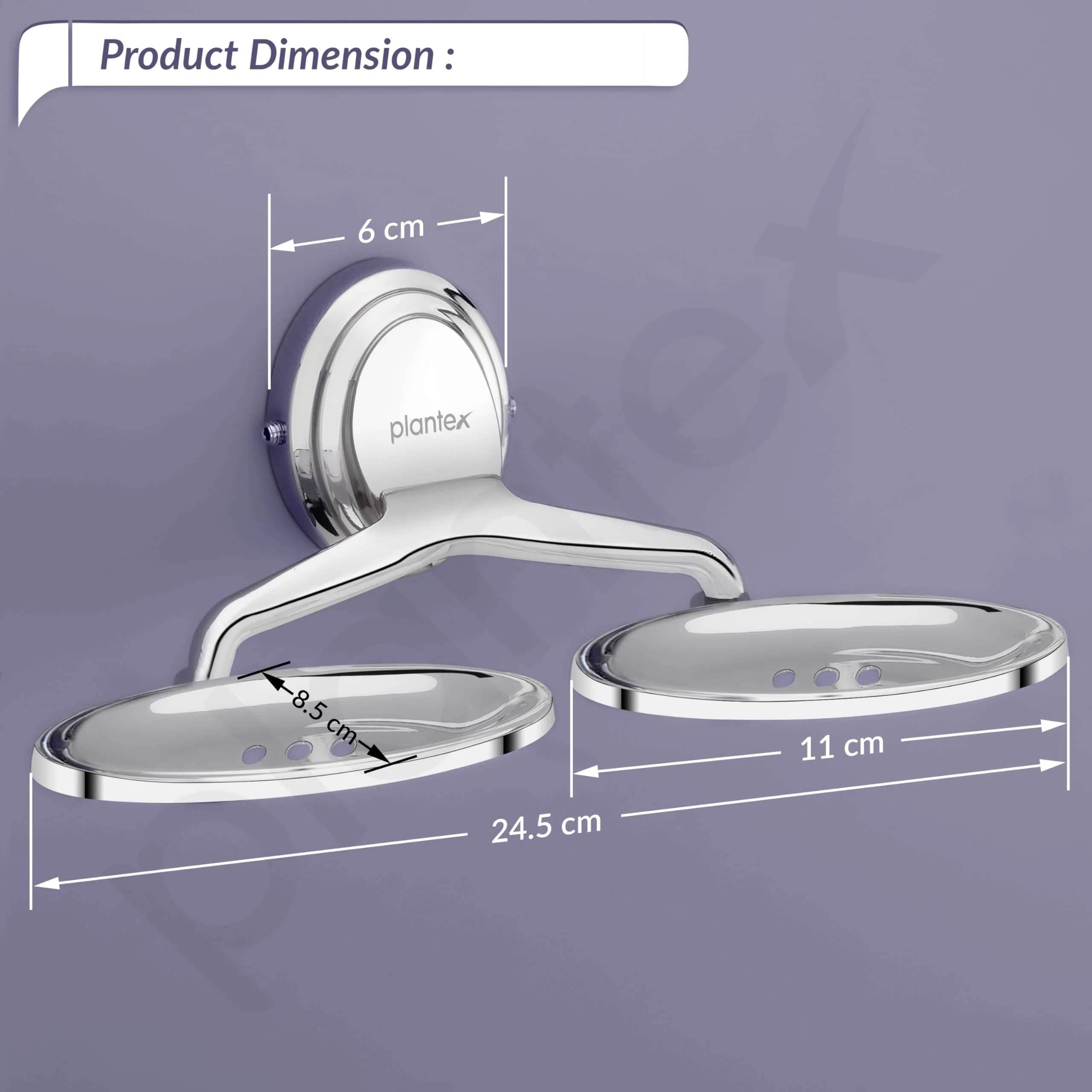 Plantex 304 Grade Stainless Steel Double Soap Holder for Bathroom/Soap Stand/Wall Mounted Soap Holder/Bathroom Accessories - Cubic(Chrome) - Image 4