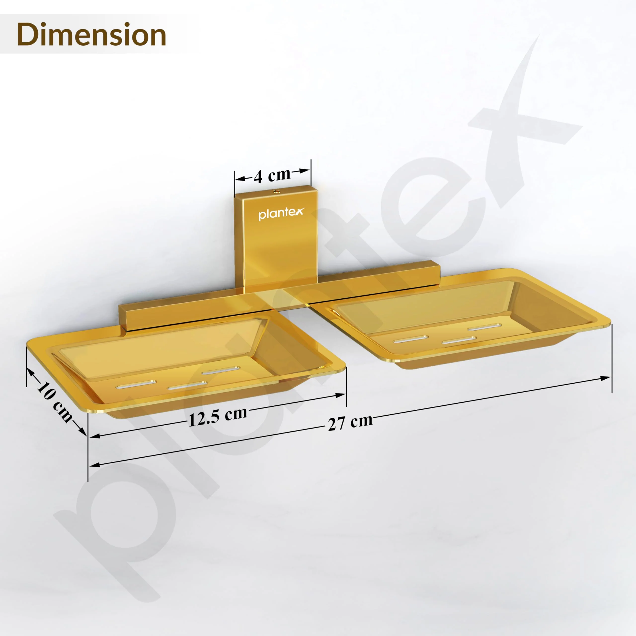 Plantex 304 Grade Stainless Steel Double Soap Stand/Dual Soap Dish/Soap Case/Soap Storage/Soap Holder for Bathroom/Bathroom Accessories - Pack of 1 (Crystal, PVD Gold) - Image 3