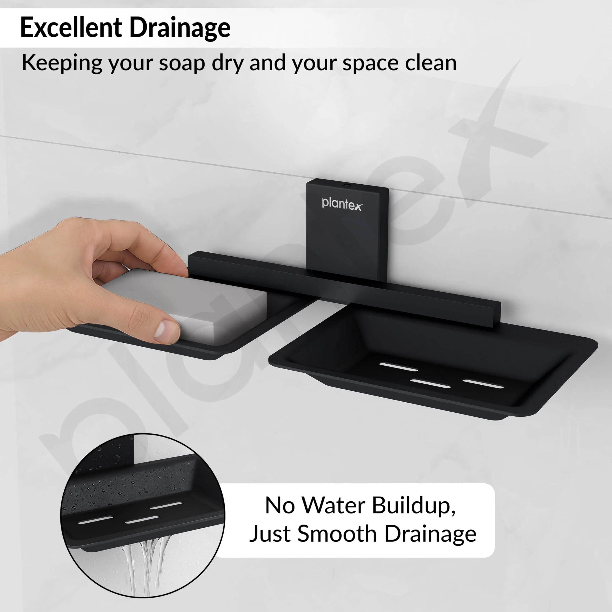 Plantex 304 Grade Stainless Steel Double Soap Stand/Dual Soap Dish/Soap Case/Soap Storage/Wall Mounted Soap Holder/Bathroom Accessories - Crystal (Black) - Image 7