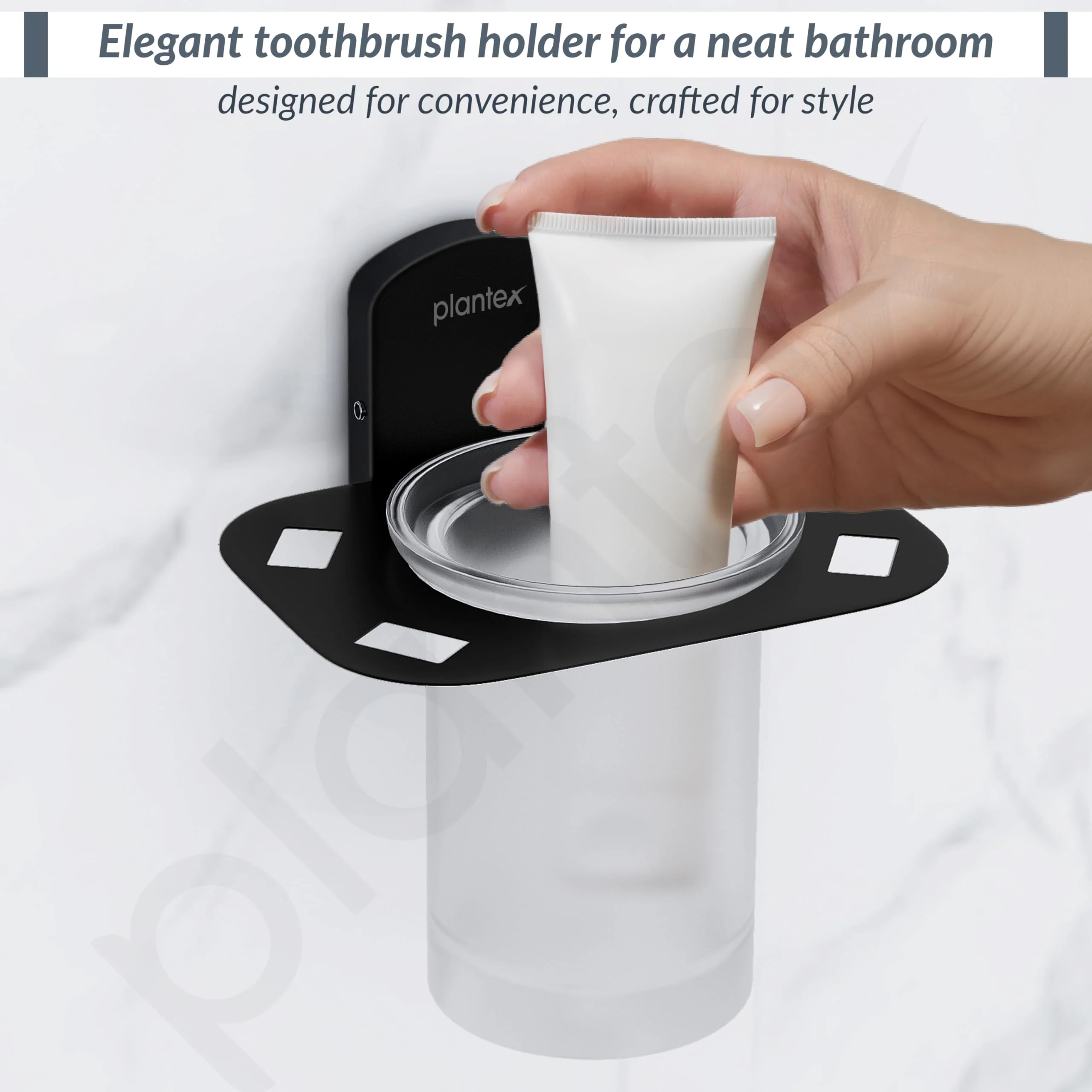 Plantex 304 Grade Stainless Steel Glass Tumbler Holder/Tooth Brush Holder for Bathroom/Bathroom Accessories - Pack of 1 (Parv-Black) - Image 7