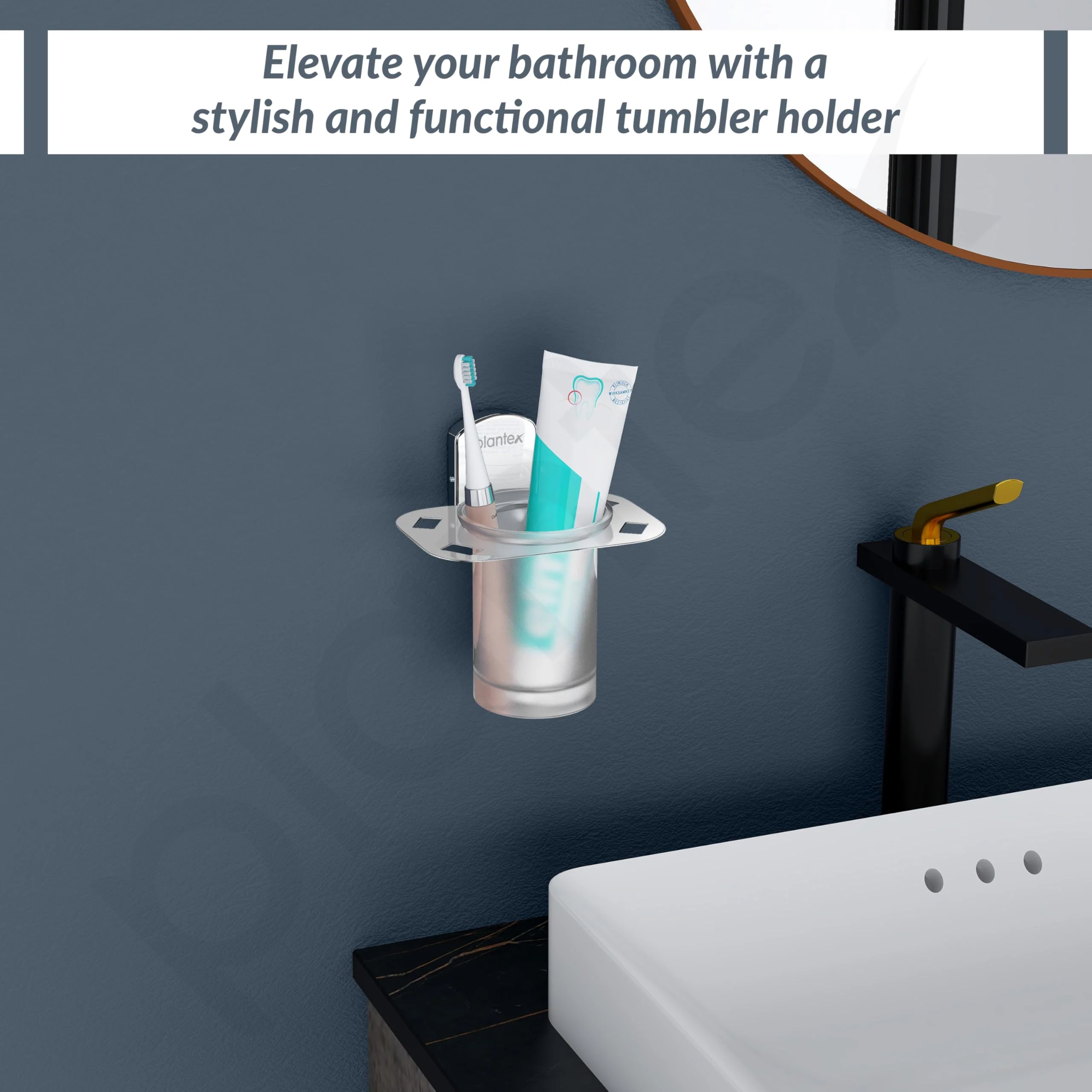 Plantex 304 Grade Stainless Steel Glass Tumbler Holder/Tooth Brush Holder for Bathroom/Bathroom Accessories - Pack of 1 Parv(Chrome) - Image 6