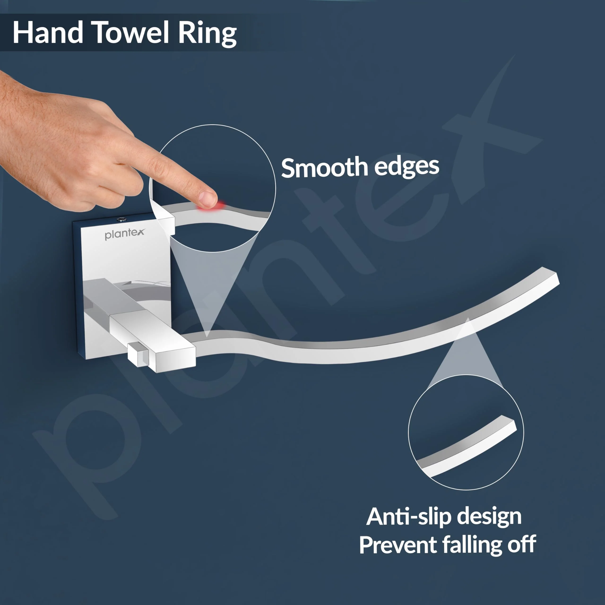 Plantex 304 Grade Stainless Steel Hand Napkin Hanger/Towel Ring/Napkin Holder/Towel Hanger/Holder Bathroom Accessories - Senso (Chrome) - Image 7
