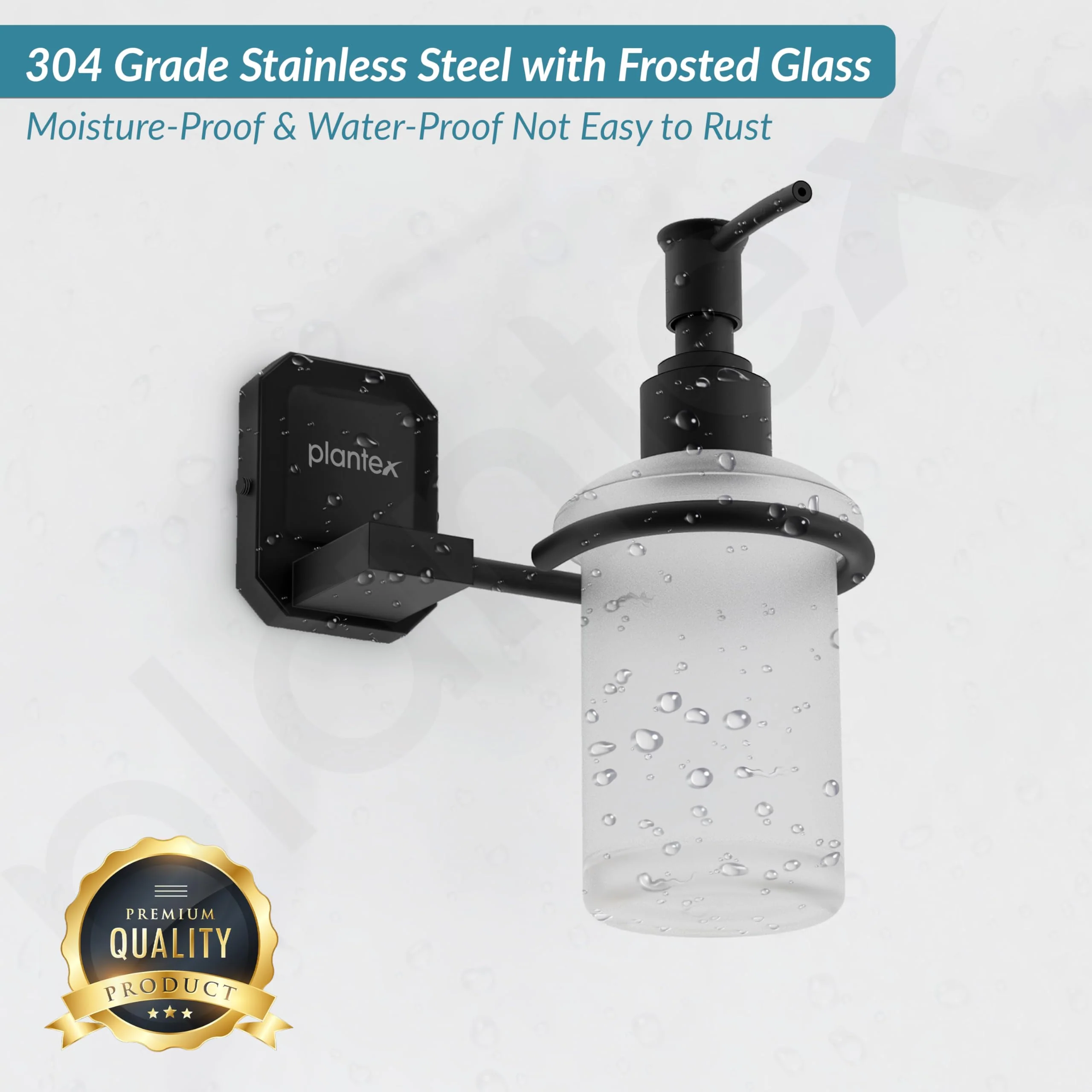 Plantex 304 Grade Stainless Steel Handwash Holder for Wash Basin Liquid Soap Dispenser/Bathroom Accessories - Cute (Black) - Image 6
