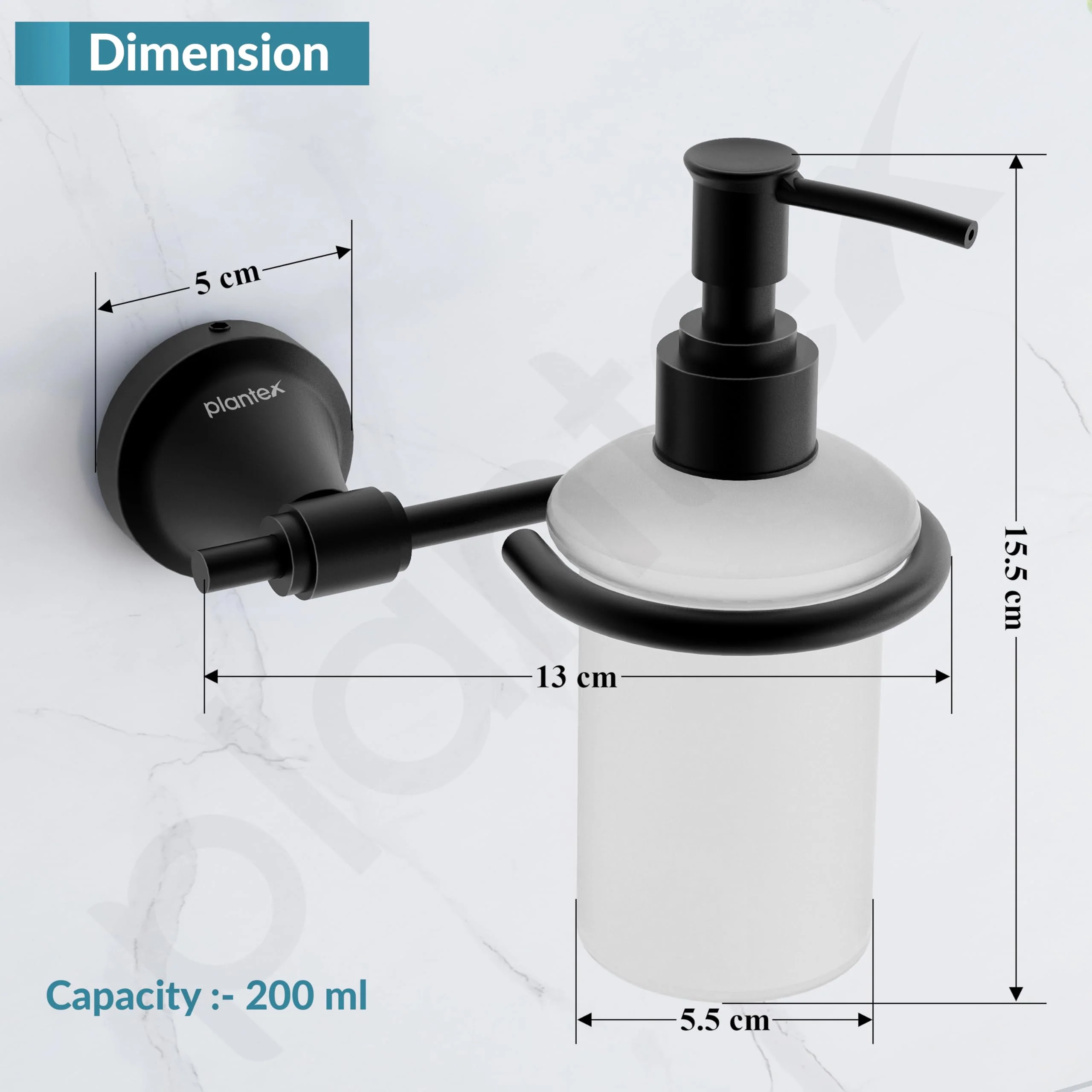 Plantex 304 Grade Stainless Steel Handwash Holder for Wash Basin Liquid Soap Dispenser/Bathroom Accessories - Niko (Black) - Image 4