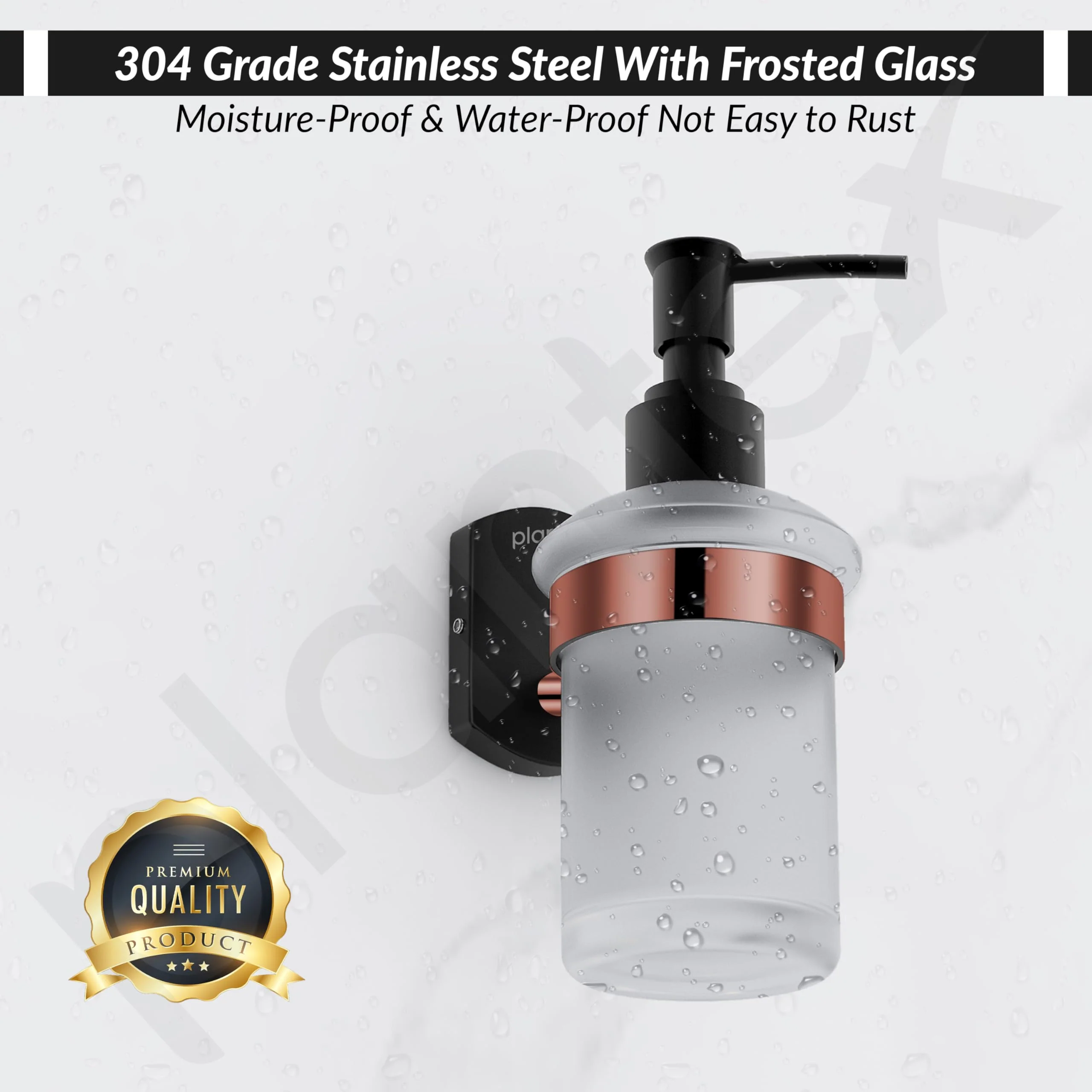 Plantex 304 Grade Stainless Steel Liquid 1 Ml Soap Dispenser/Shampoo Dispenser/Handwash Dispenser/Bathroom Accessories - Pack Of 1 (Parv-Rose Gold & Black) - Image 7