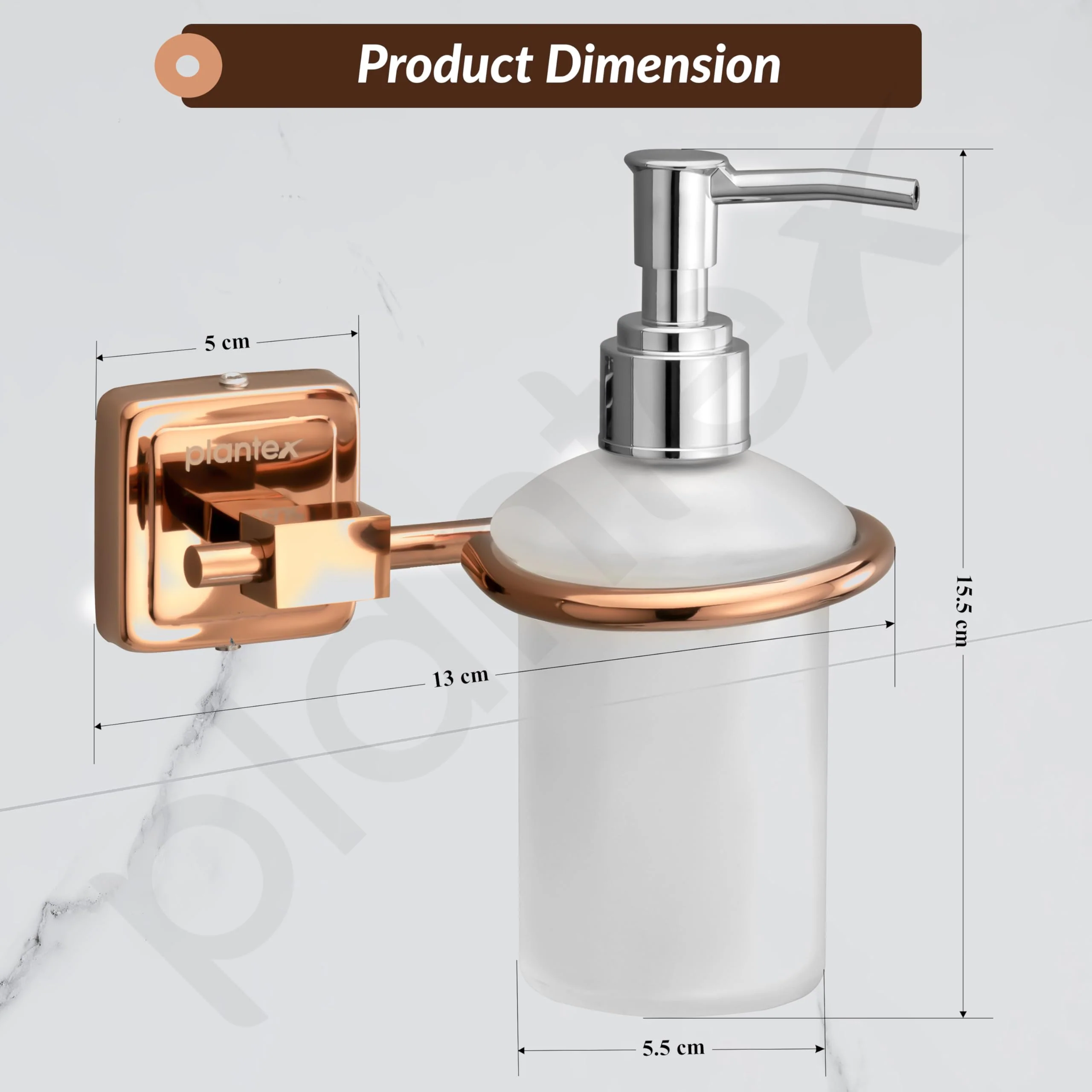 Plantex 304 Grade Stainless Steel Liquid Soap Dispenser for Kitchen/Soap Dispenser Wall Mount for Bathroom Accessories- Decan (Rose Gold) - Image 4