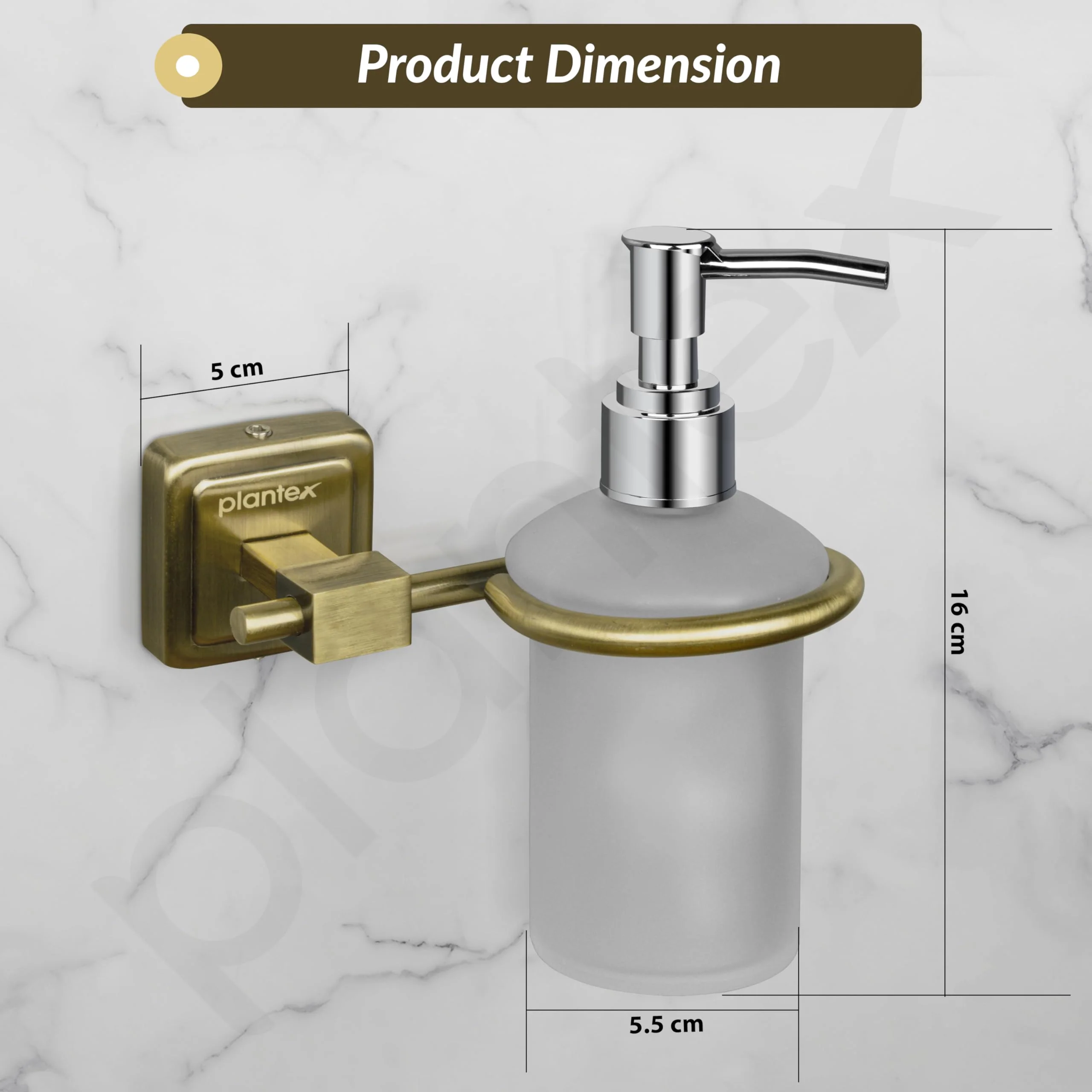Plantex 304 Grade Stainless Steel Liquid Soap Dispenser/Shampoo Dispencer/Handwash Bottle Stand - Decan (Brass Antique) - Image 4