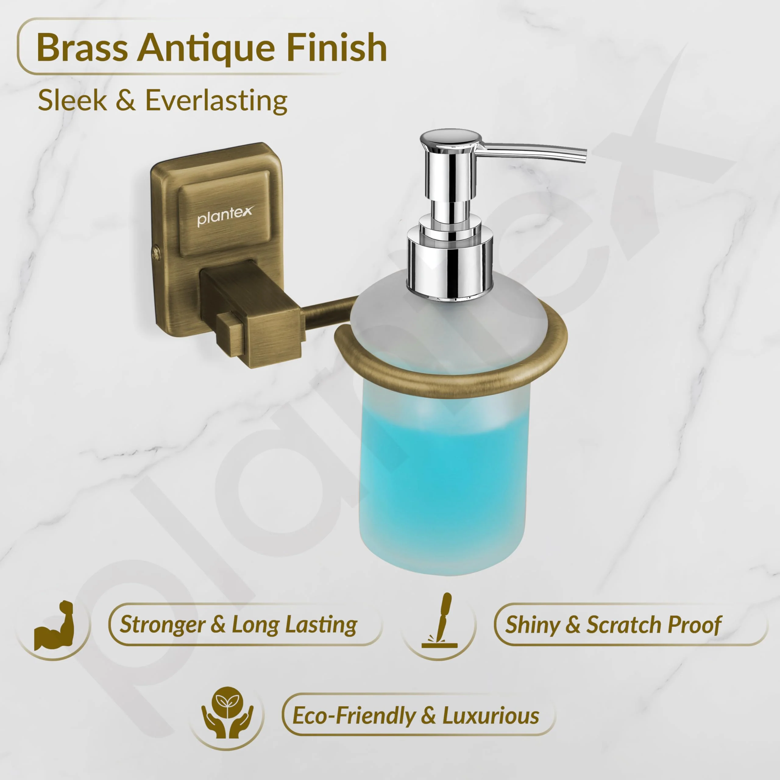 Plantex 304 Grade Stainless Steel Liquid Soap Dispenser/Shampoo Dispenser/Hand Wash Dispenser/Bathroom Accessories - Darcy (Antique) - Image 3