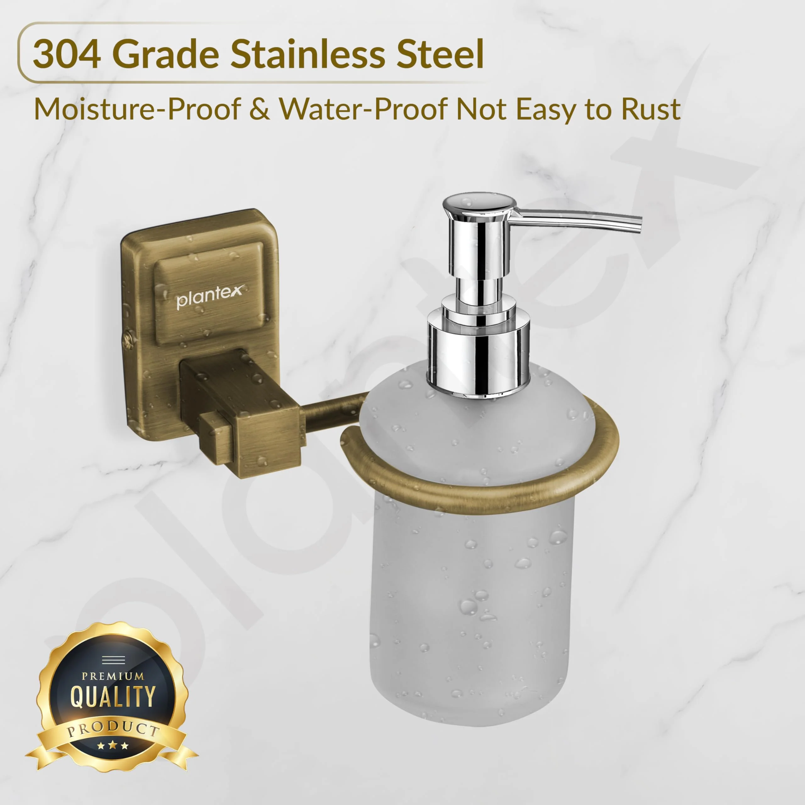 Plantex 304 Grade Stainless Steel Liquid Soap Dispenser/Shampoo Dispenser/Hand Wash Dispenser/Bathroom Accessories - Darcy (Antique) - Image 6